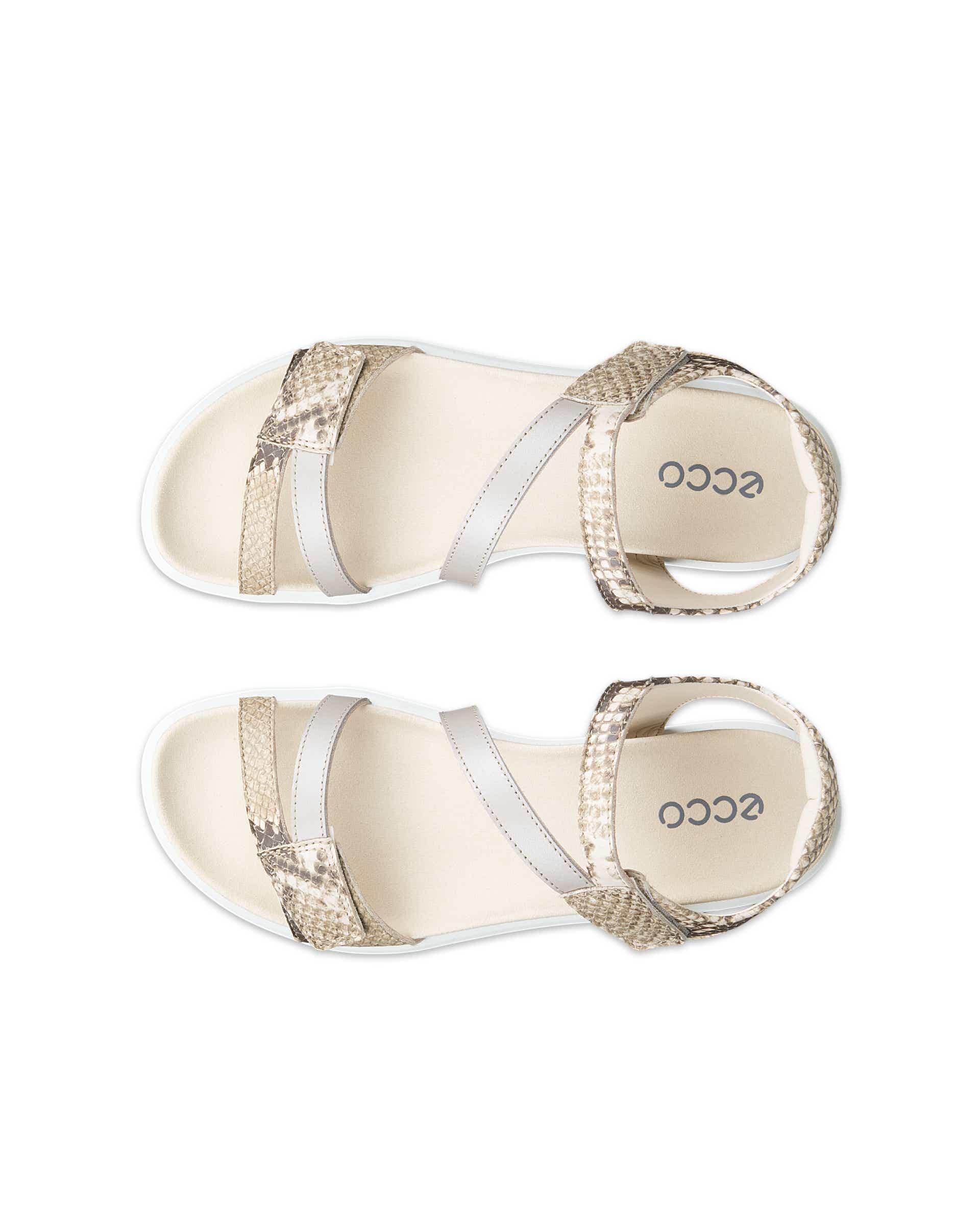 Women's ECCO® Soft Sandal Leather Two Strap Sandal - Gold - Top left pair