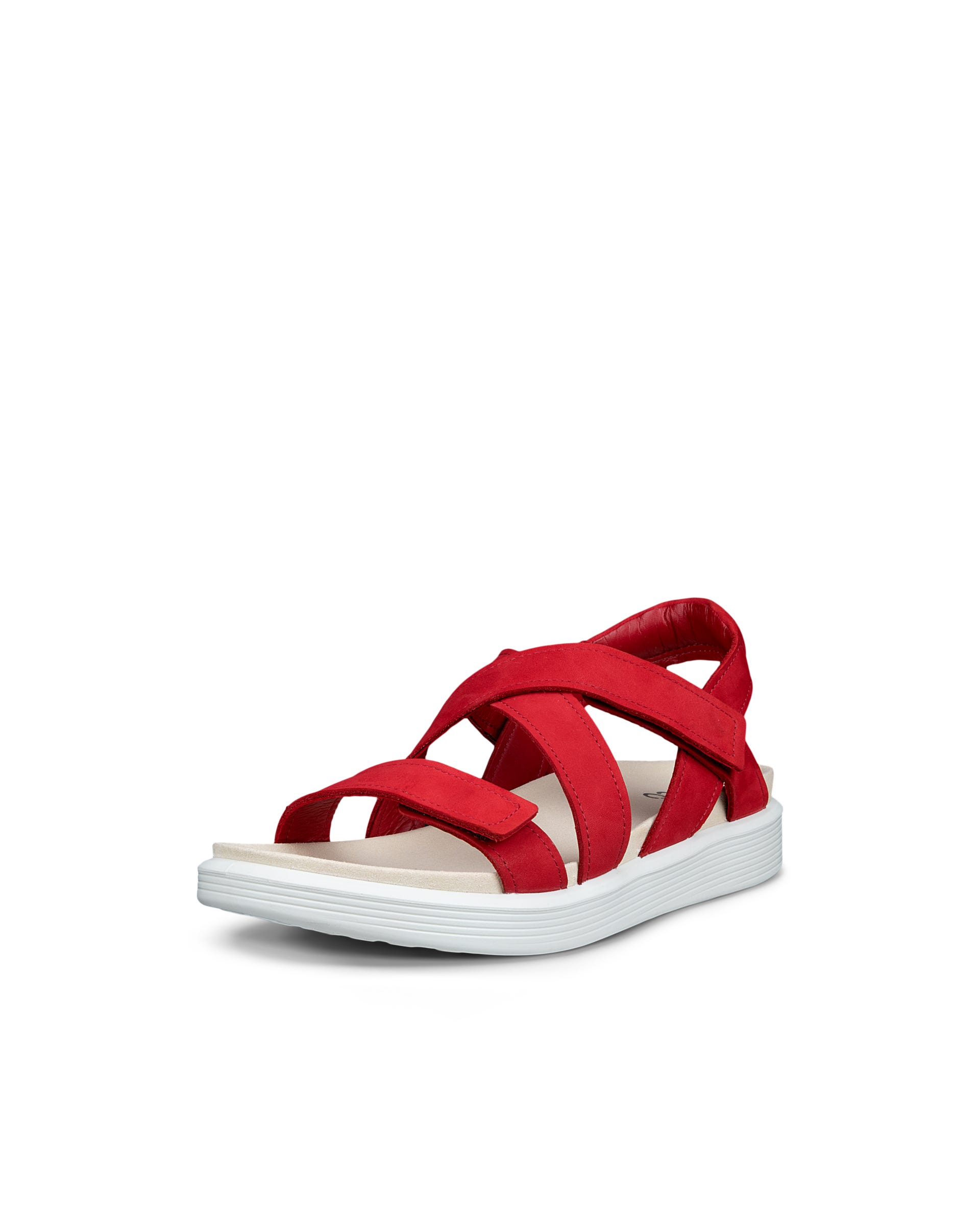 ECCO® SOFT SANDAL sandaler i nubuck med to remme til damer - Rød - Main