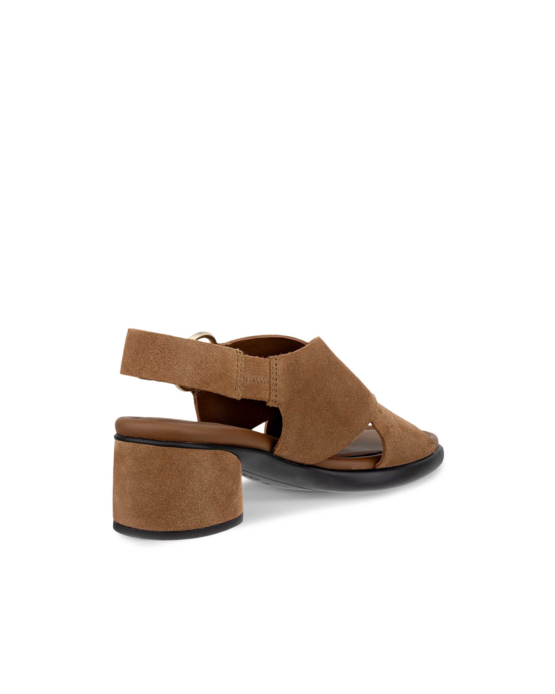 Women's ECCO® Metropole Seoul Suede Heeled Slingback Sandal - Brown - Back