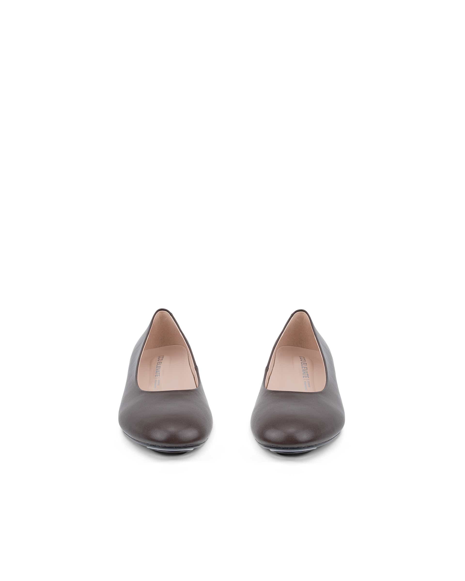 ECCO® ELEVATE WEDGE escarpins en cuir à talon carré pour femme - Brun - Front pair