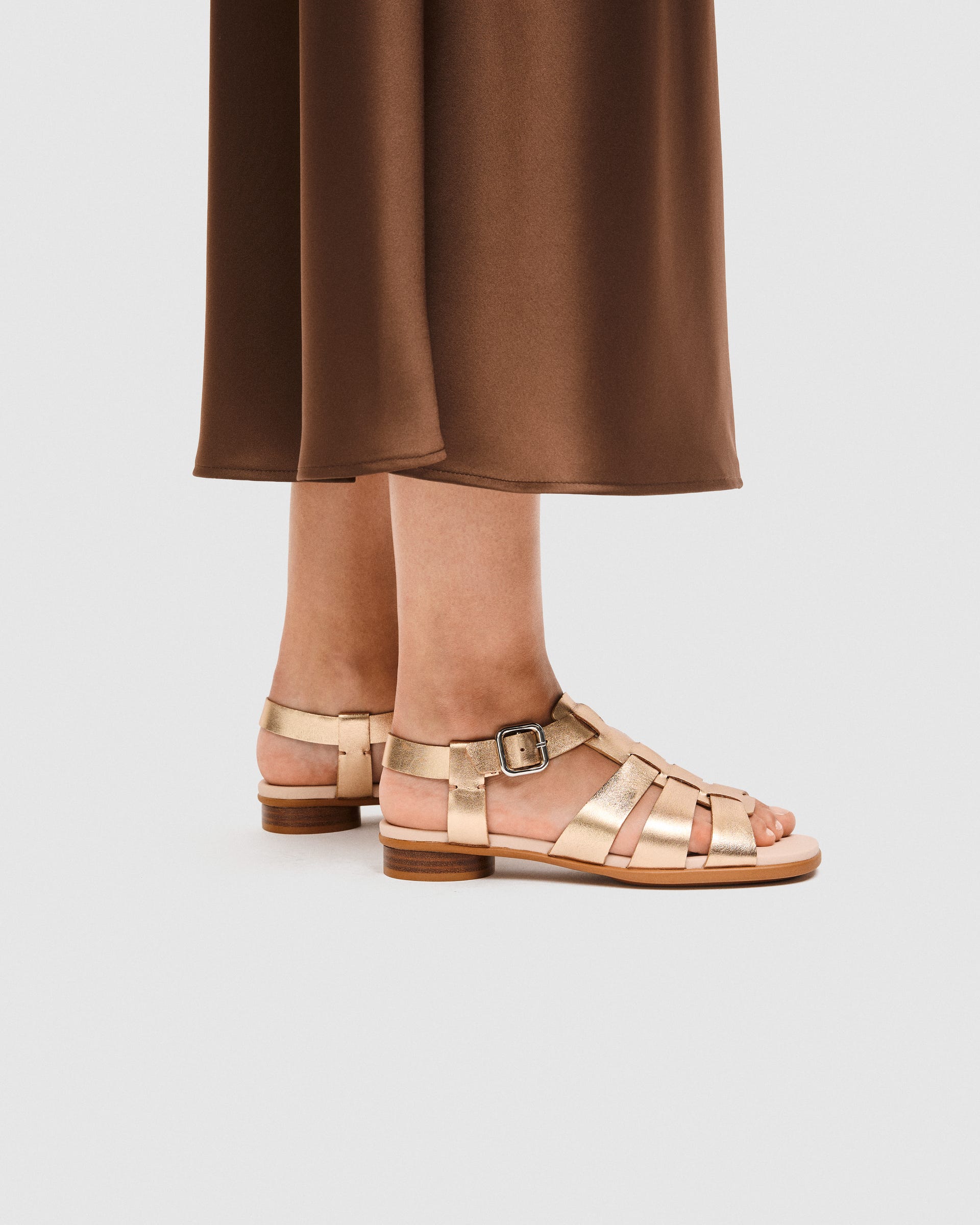 Women's ECCO® Sculpted Alba 25 Leather Sandal - Gold - Lifestyle image-1