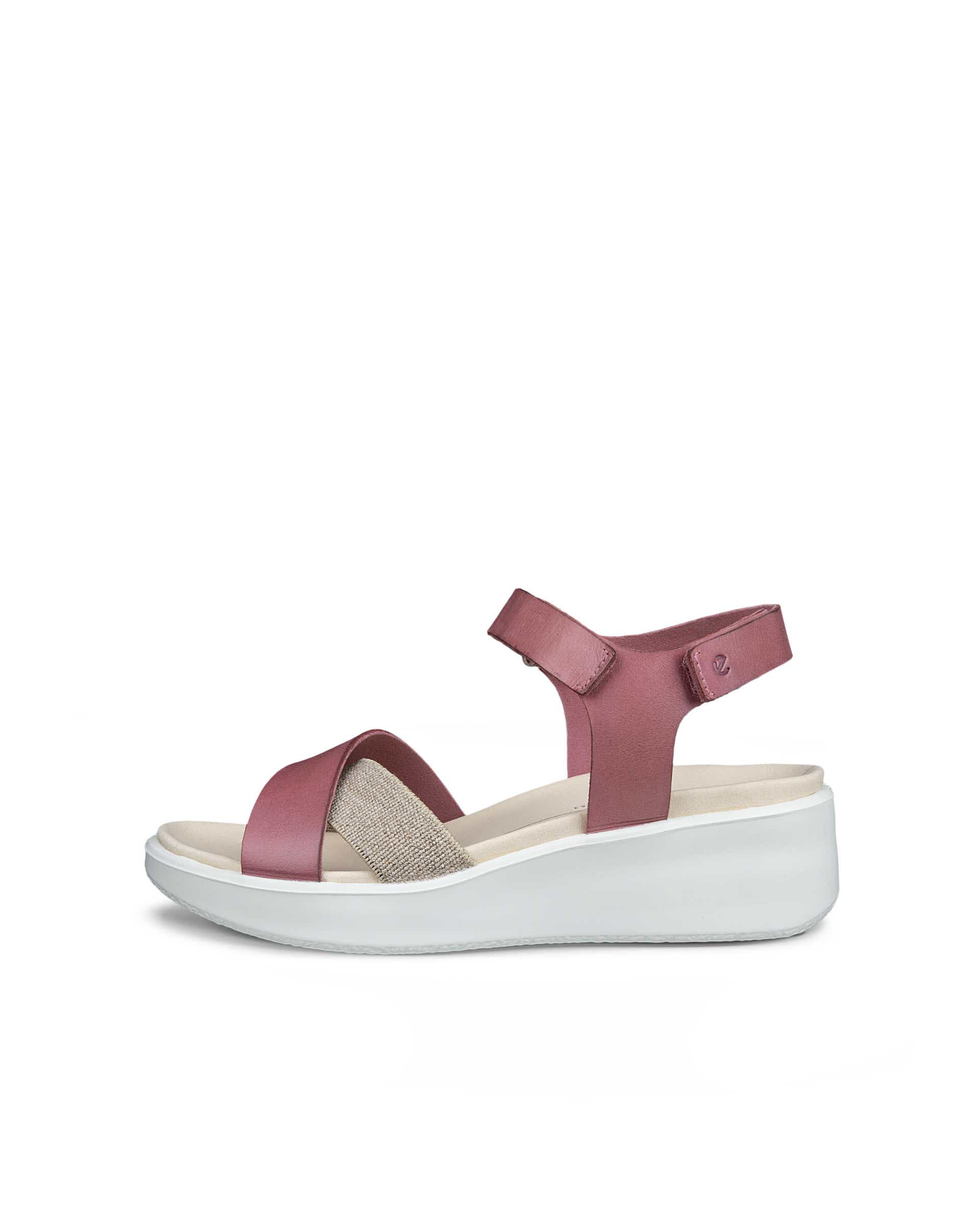 Women's ECCO® FLOWT WEDGE LX Leather Wedge Sandal - Pink - Outside