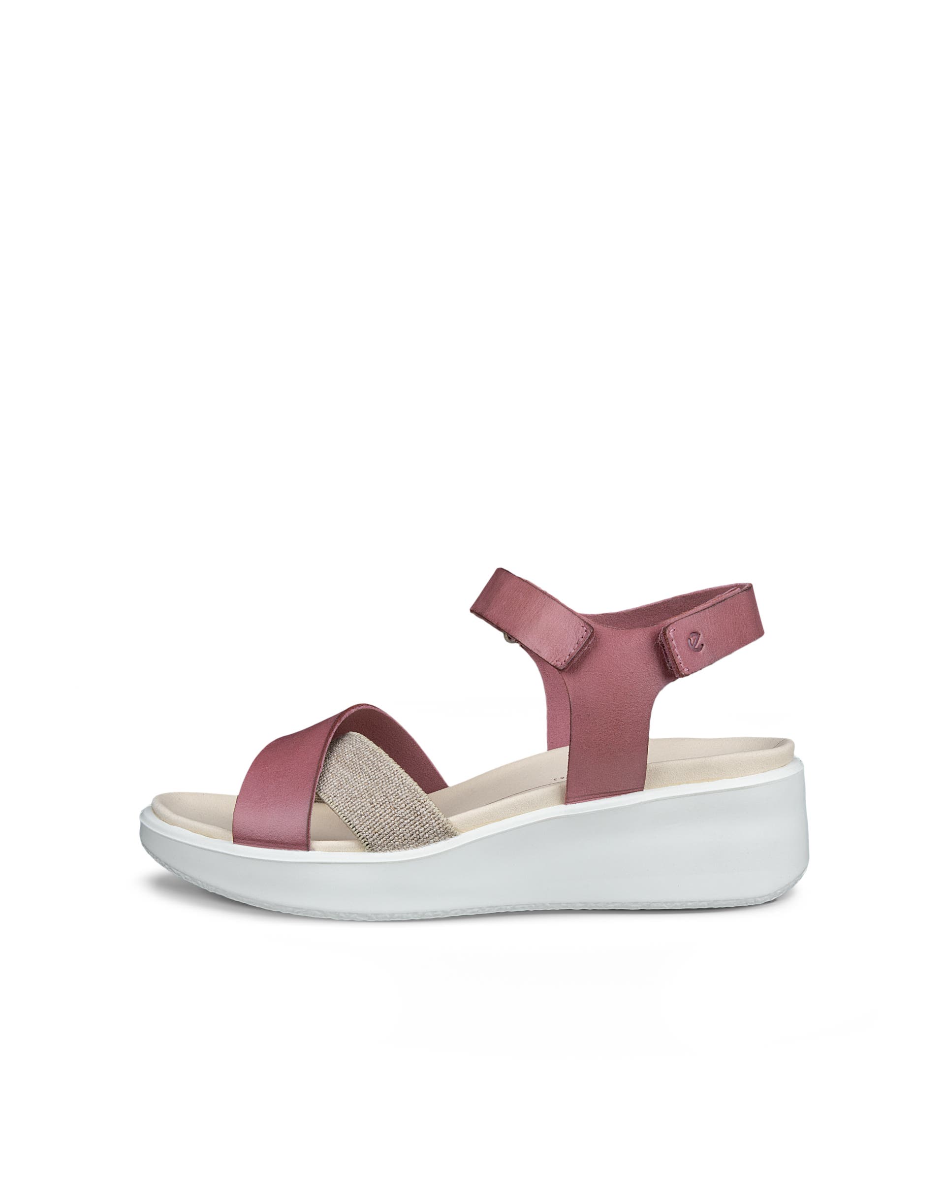 Women's ECCO® Flowt Wedge LX Leather Wedge Sandal - Pink - Outside