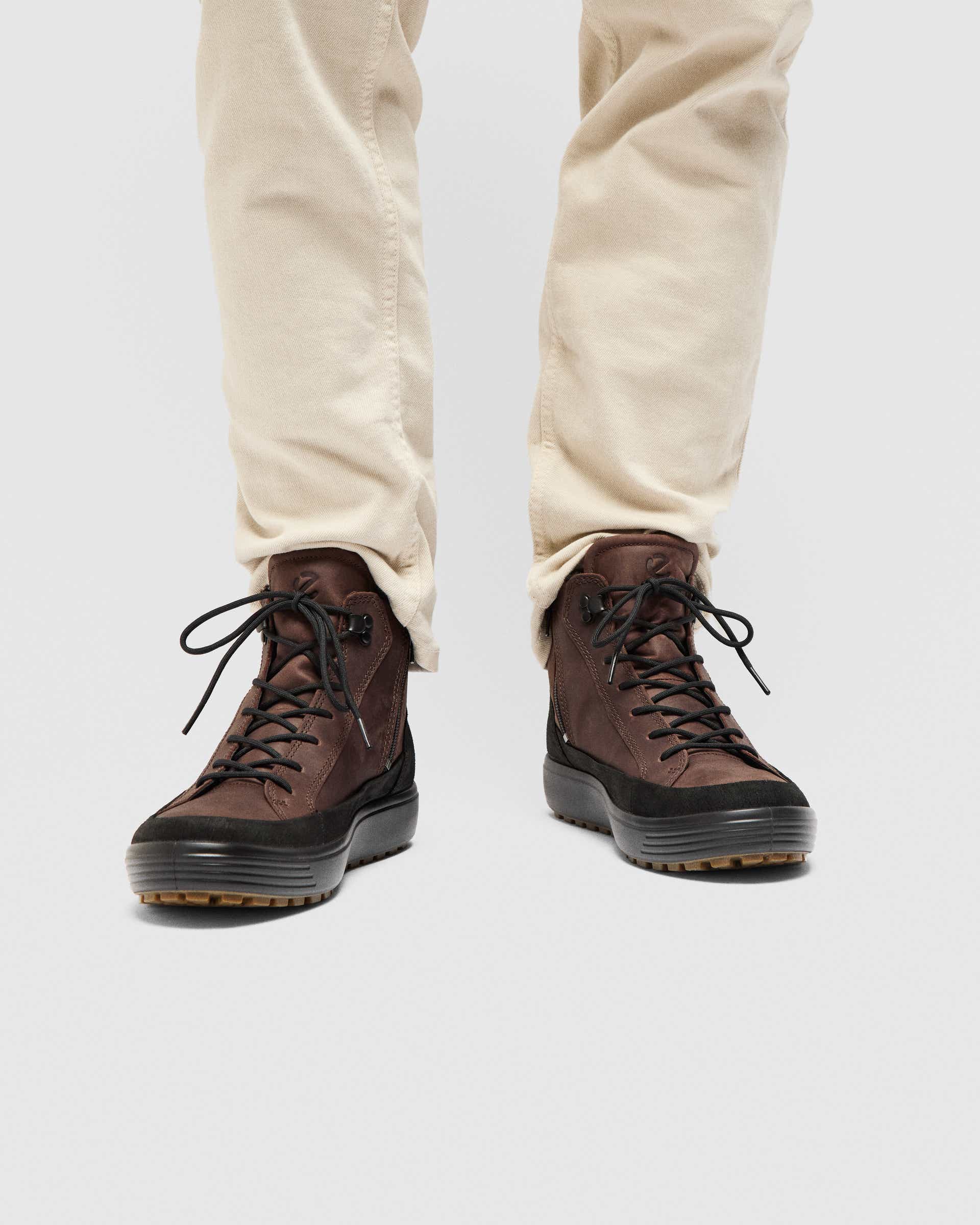 Men's ECCO® Soft 7 Tred Nubuck Gore-Tex High-Top Boot - Brown - Lifestyle image-1