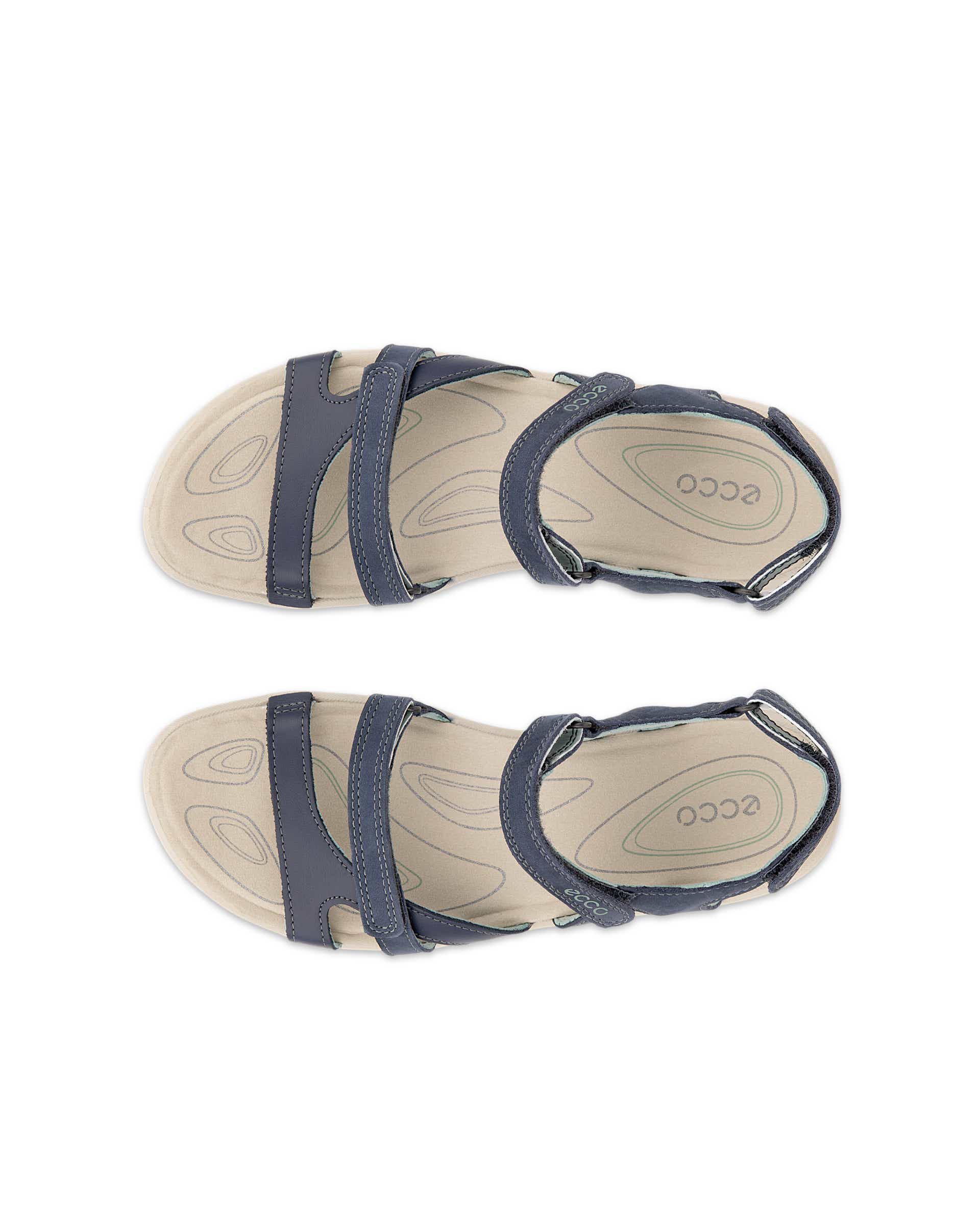 Women's ECCO® Cruise II Nubuck Flat Sandal - Blue - Top left pair