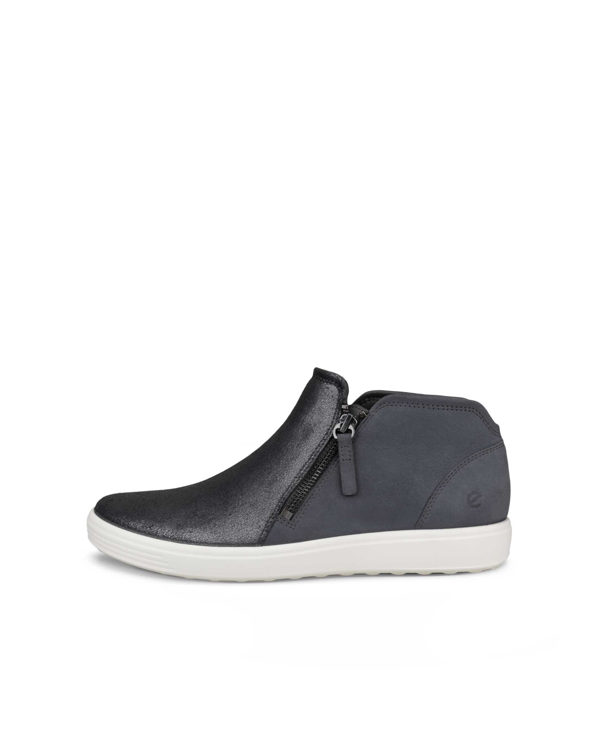 Women's ECCO® Soft 7 Nubuck Zip Bootie - Gray - Outside