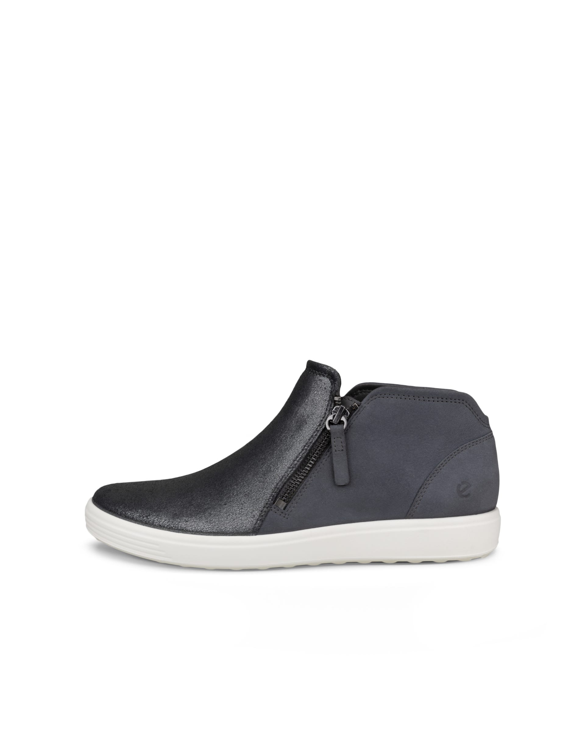 Women's ECCO® Soft 7 Nubuck Zip Bootie - Gray - Outside