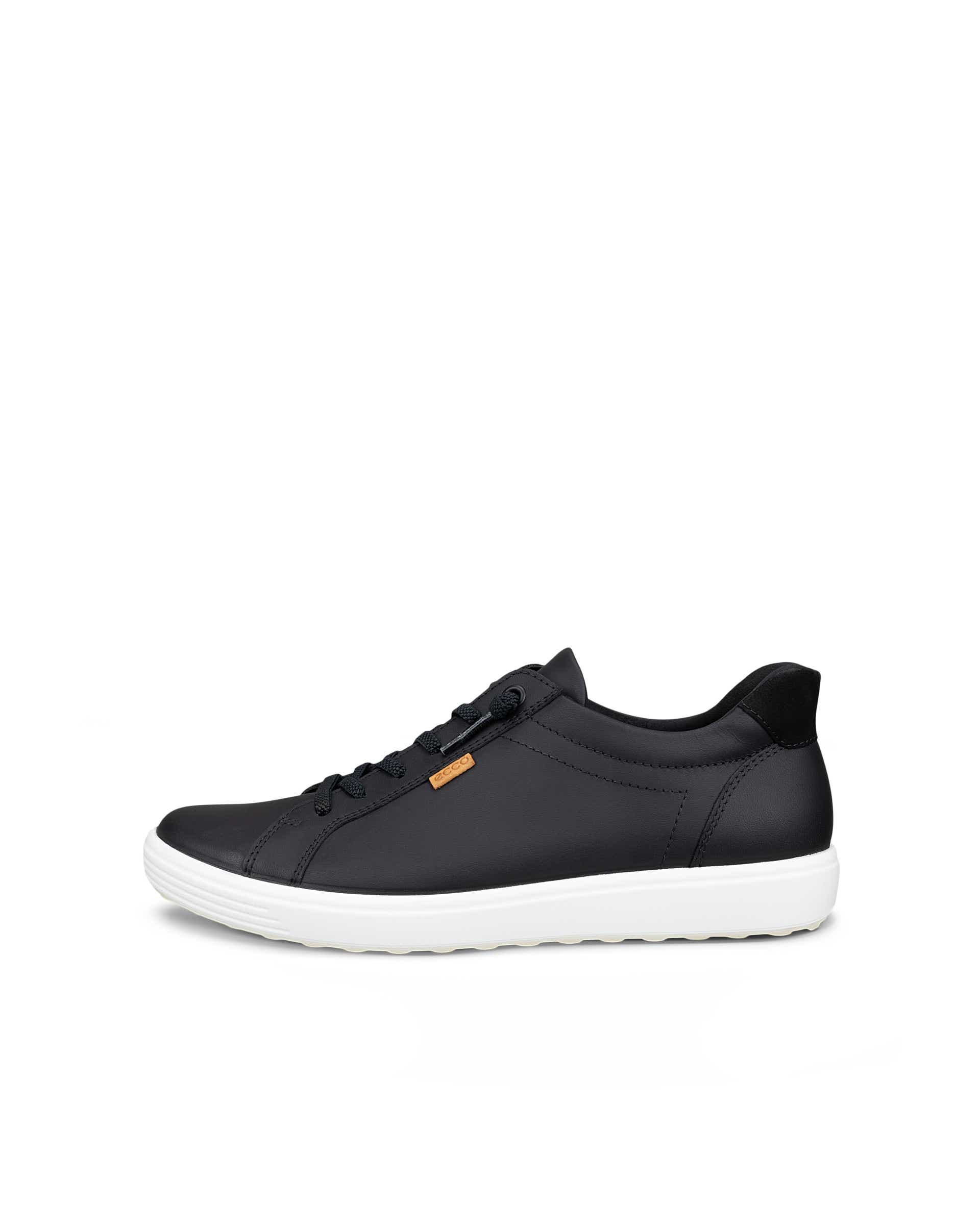 Women's ECCO® SOFT 7 Leather Trainer - Black - Outside