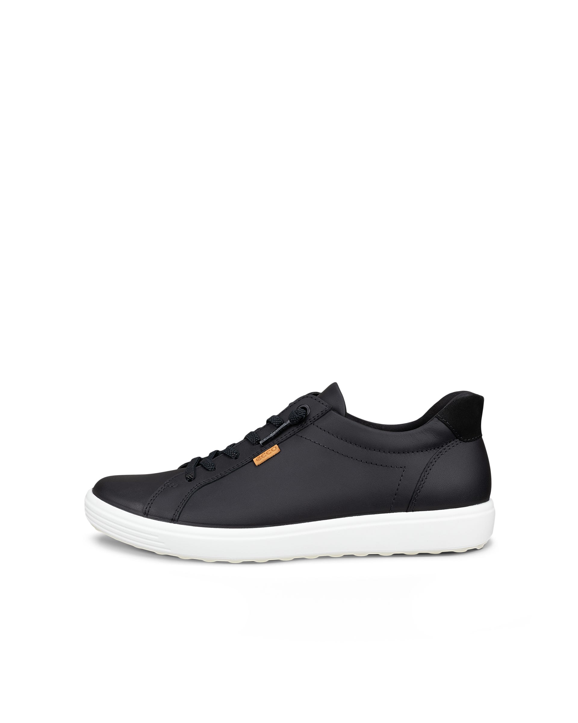 Women's ECCO® SOFT 7 Leather Trainer - Black - Outside