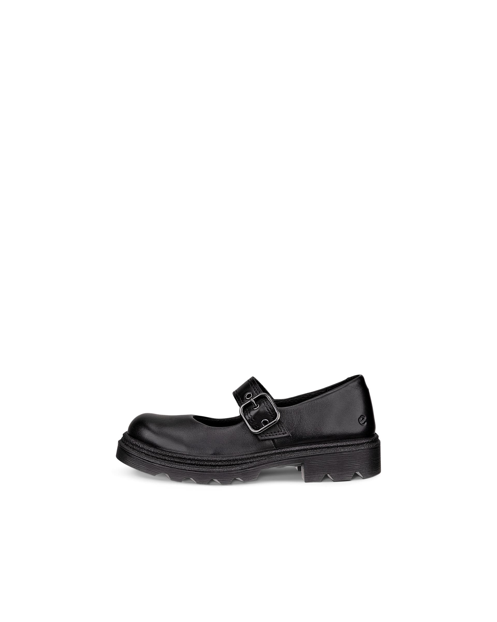 Kids' ECCO® Grainer Leather Mary Jane Shoe - Black - Outside