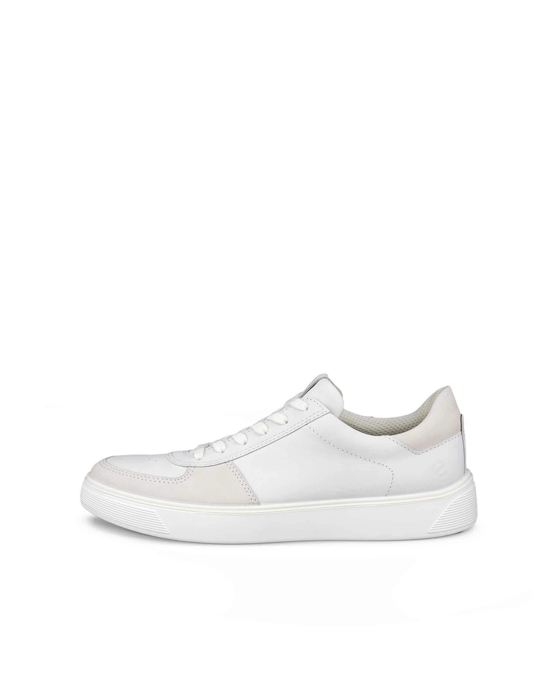 Men's ECCO® Street Tray Leather Sneaker - White - Outside