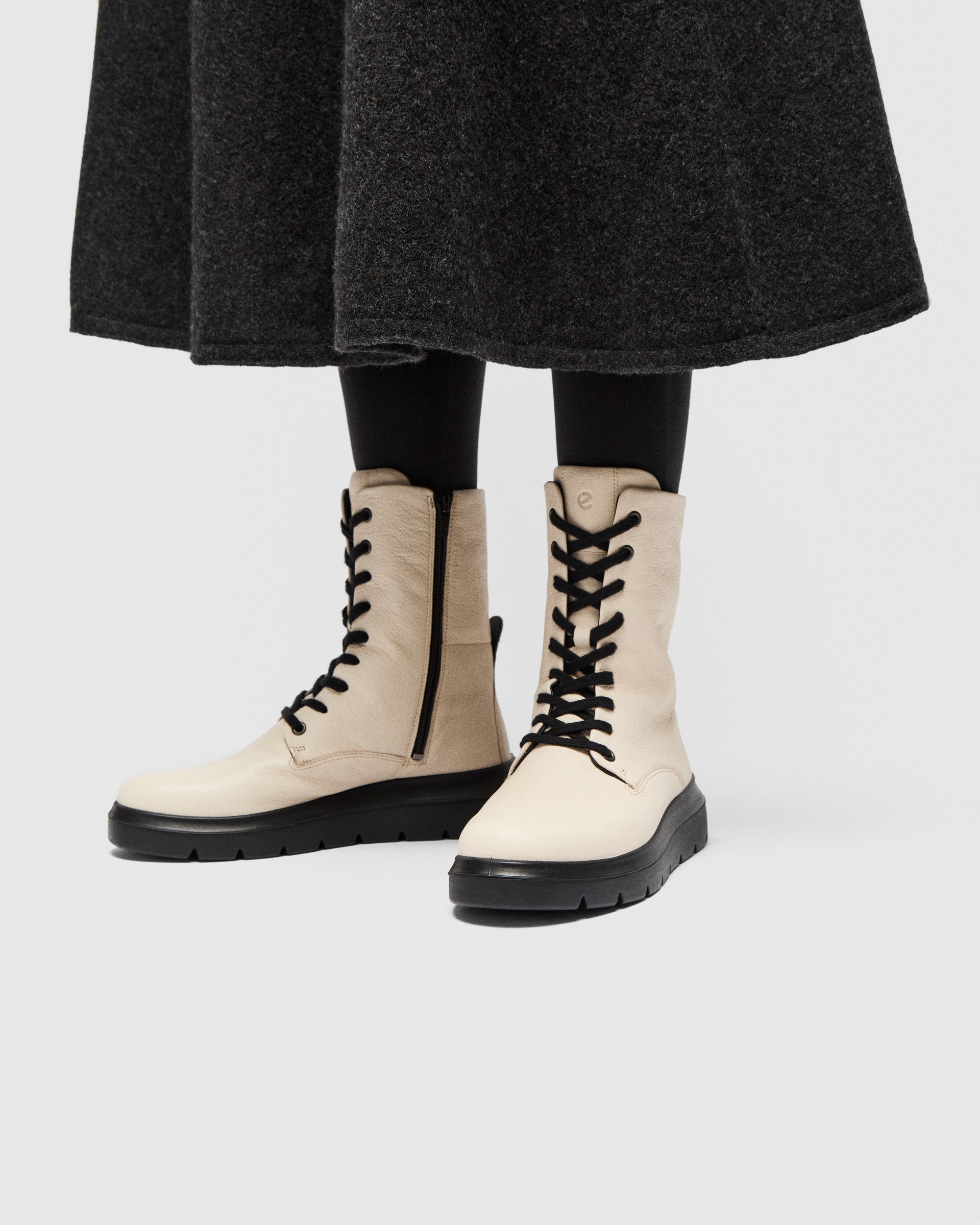ECCO Women's Nouvelle Tall Lace Up Boots - Brown - Lifestyle image-1