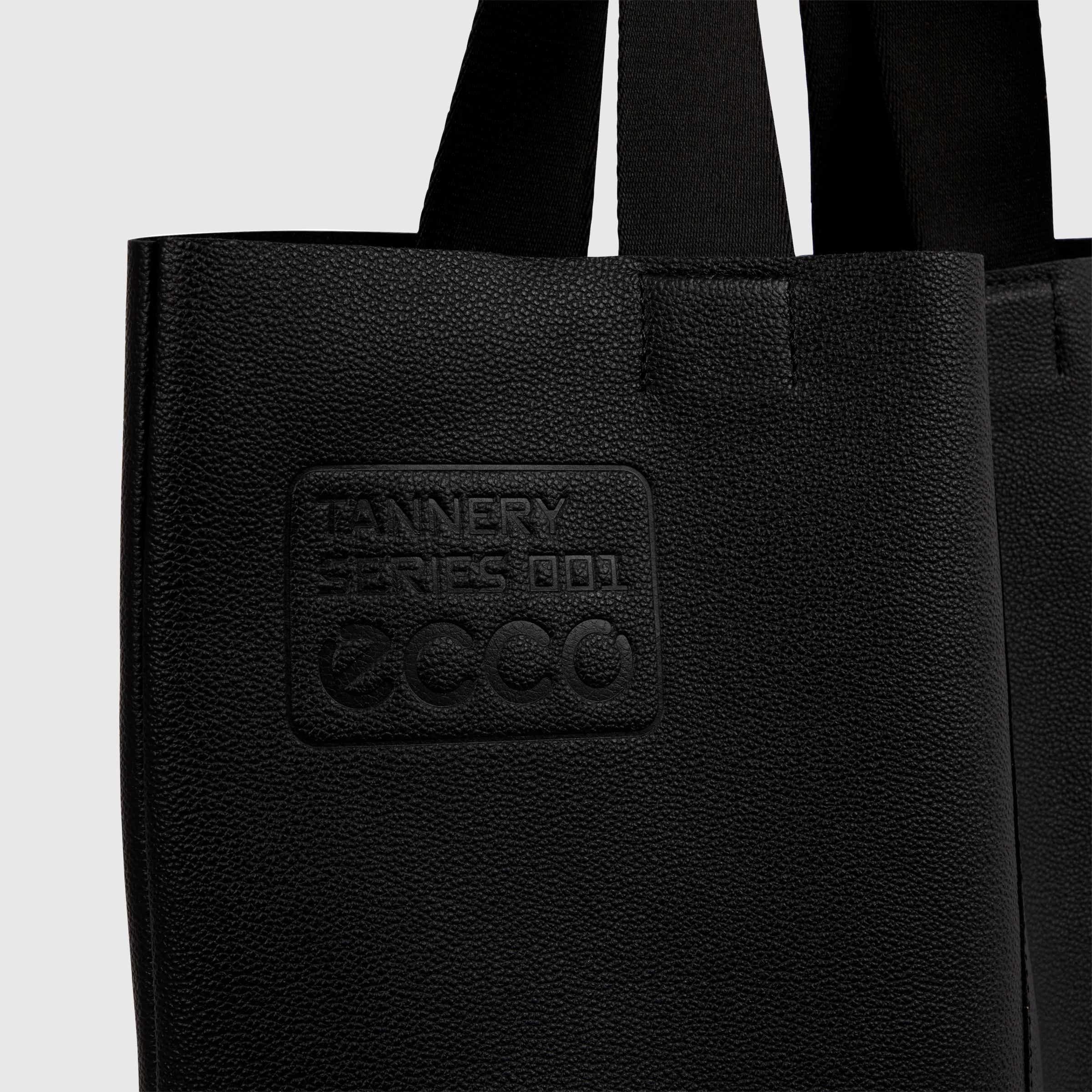 ECCO® Upcycled North-South Leather Tote Bag - Black - Detail-1