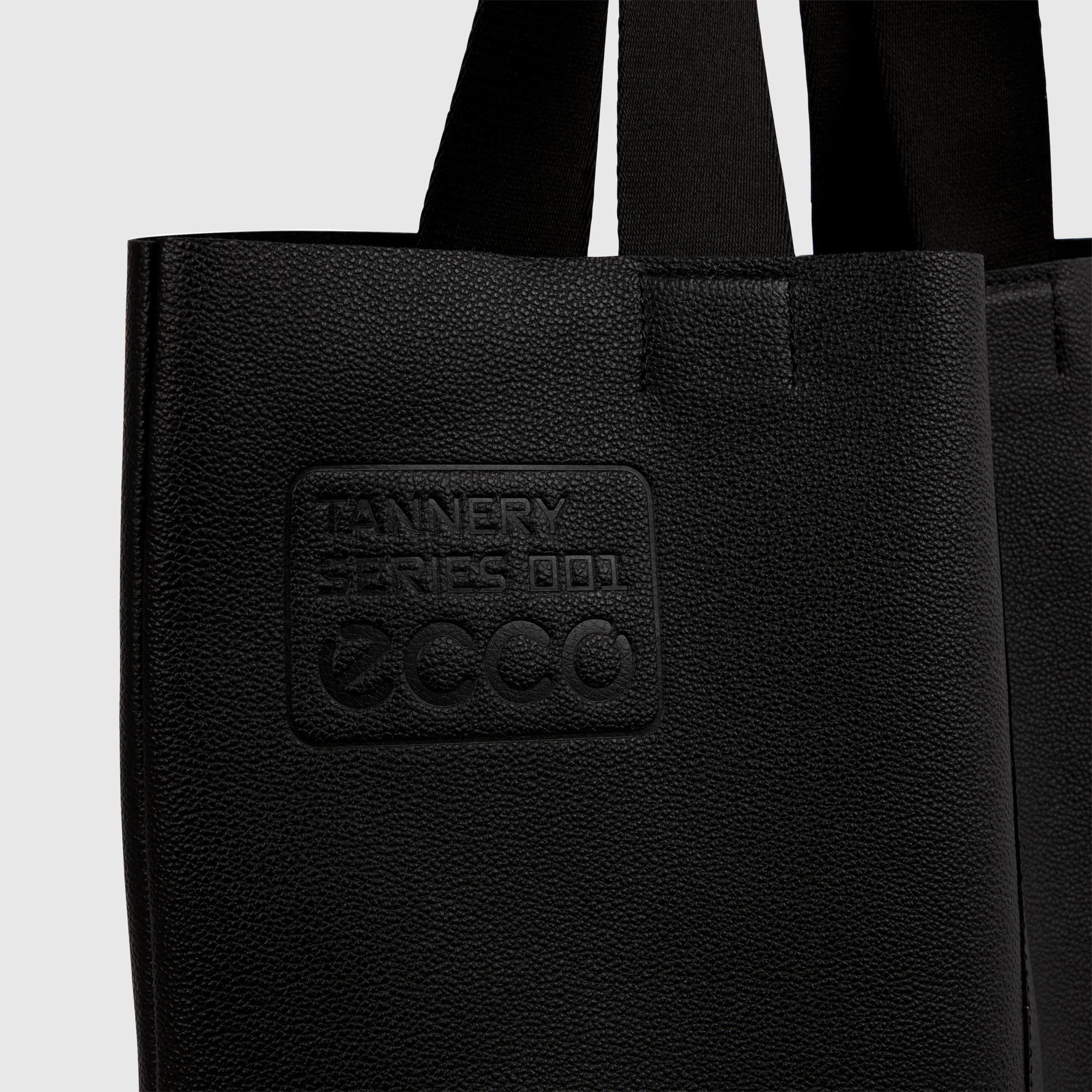 ECCO® Upcycled North-South Leather Tote Bag - Black - Detail-1