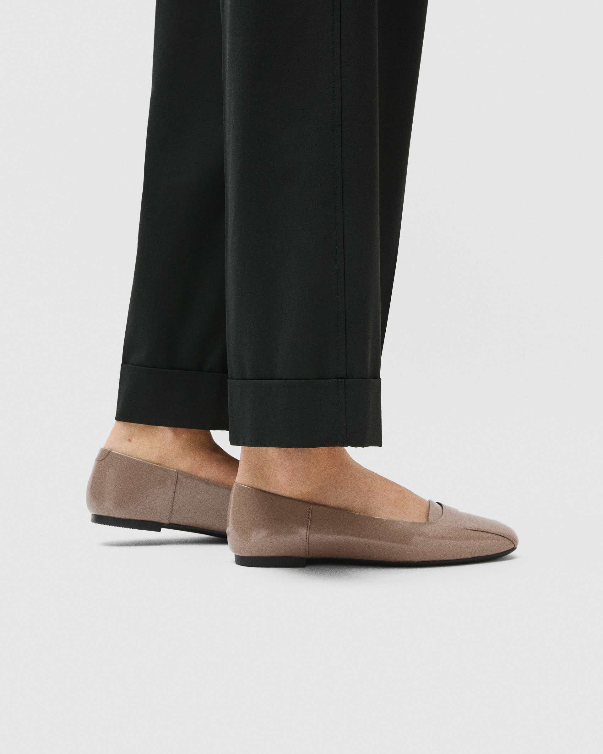 Women's ECCO® Margot Leather Ballerina Flat - Brown - Lifestyle image-1