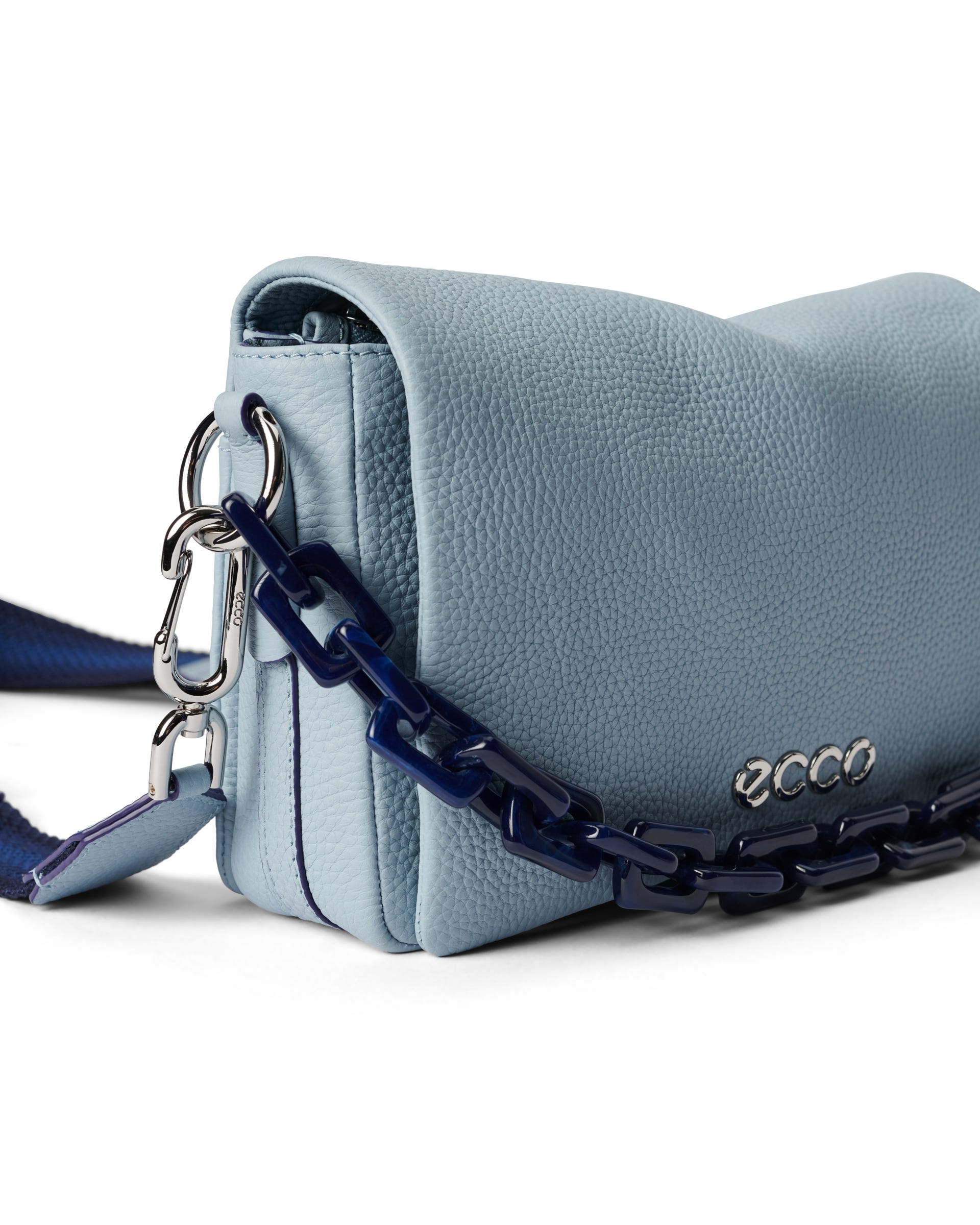 ECCO Pinch Large Soft Pebbled With Chain レザークロスボディバッグ - ブルー - Detail-1