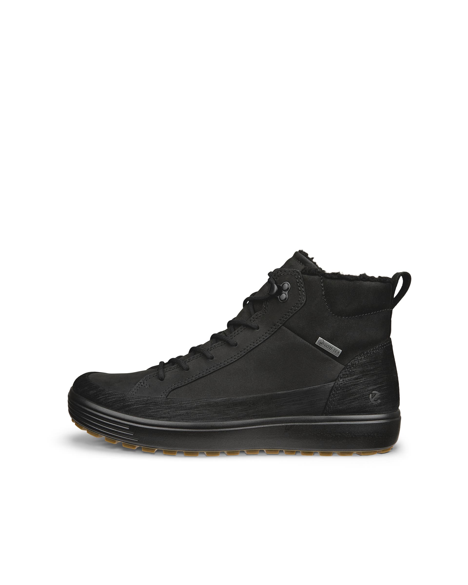 Men's ECCO® Soft 7 Tred Nubuck Gore-Tex Mid-Cut Boot - Black - Outside