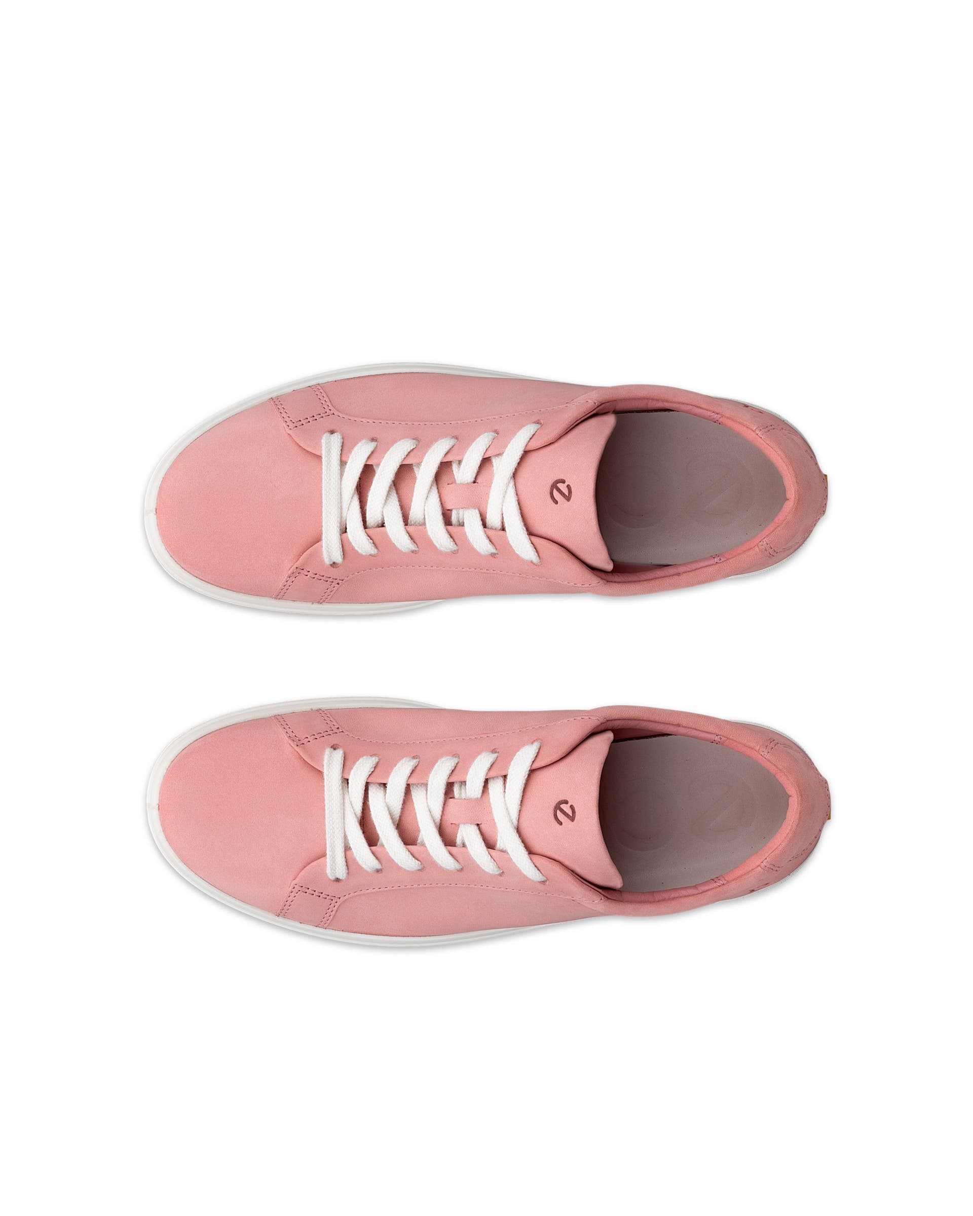 Women's ECCO® Soft 60 Nubuck Sneaker - Pink - Top left pair