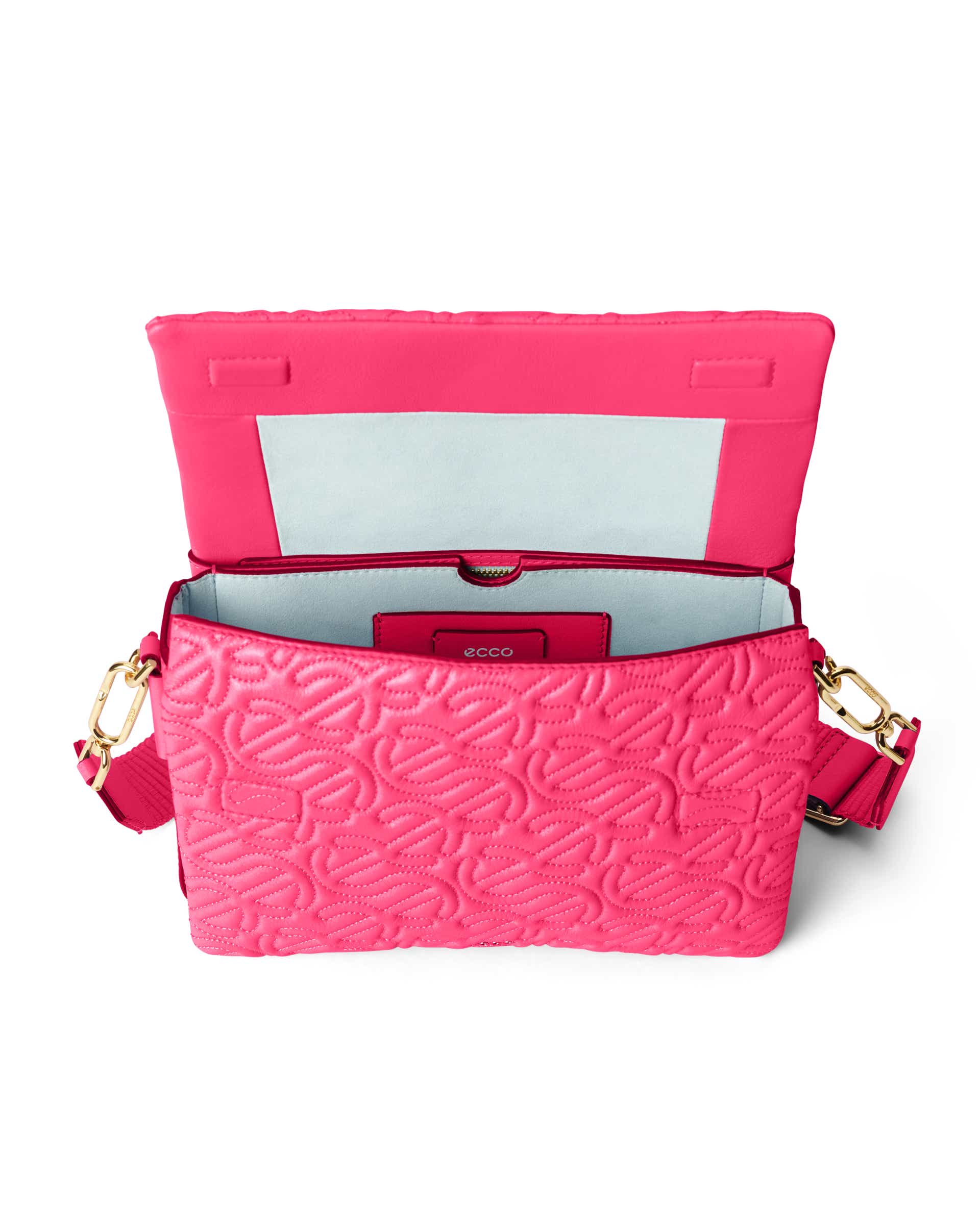 ECCO Pinch Large Quilted Wave レザークロスボディバッグ | ピンク ECCO Pinch Large Quilted Wave レザークロスボディバッグ | ピンク