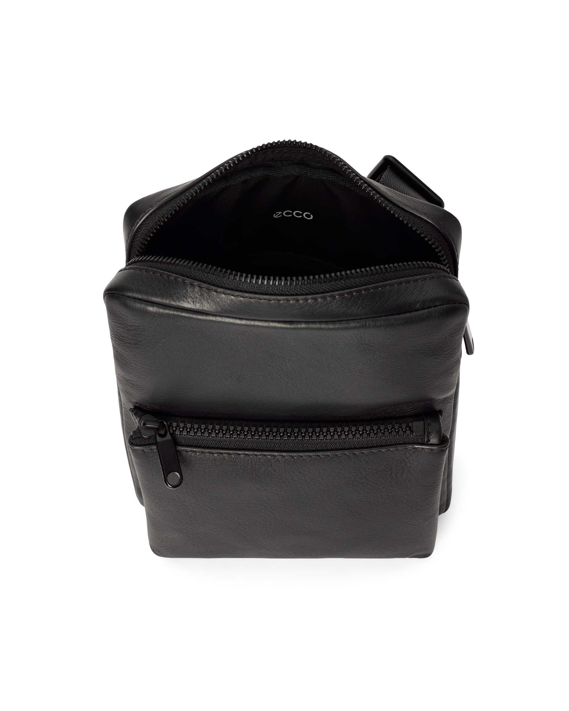 Pánska kožená plochá kabelka cez rameno ECCO® FLAT POUCH CITY - Čierna - Inside