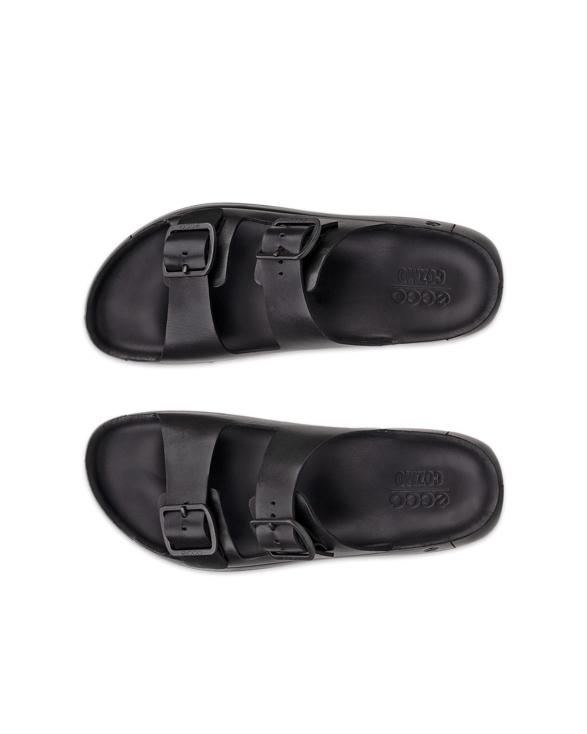 Men's ECCO® Cozmo Leather Two Strap Sandal - Black - Top left pair