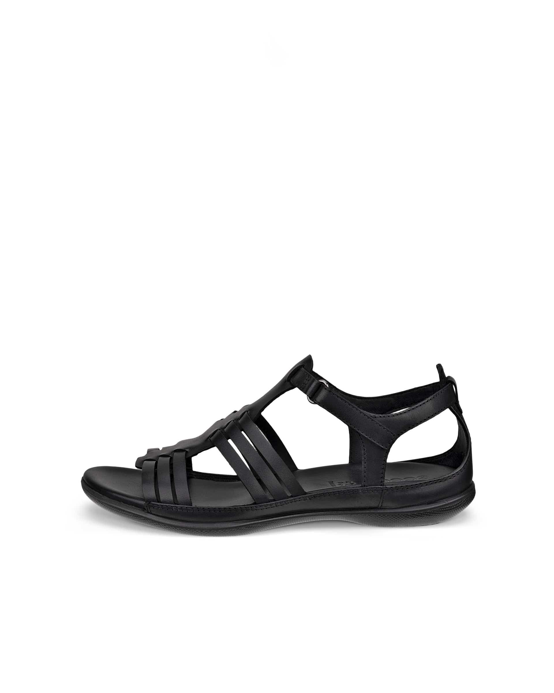 Women's ECCO® Flash Leather Flat Sandal - Black - Outside