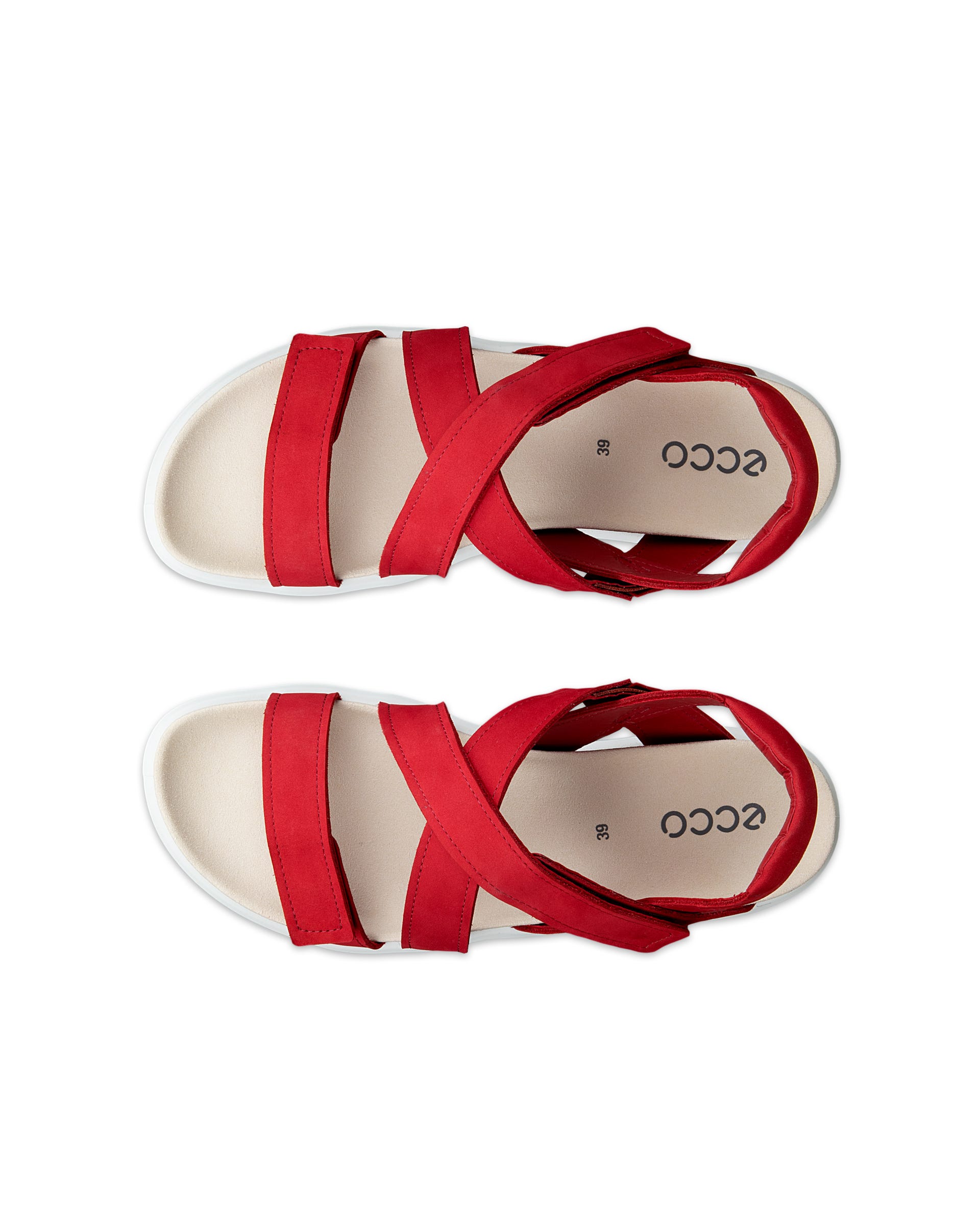 ECCO® SOFT SANDAL sandaler i nubuck med to remme til damer - Rød - Top left pair