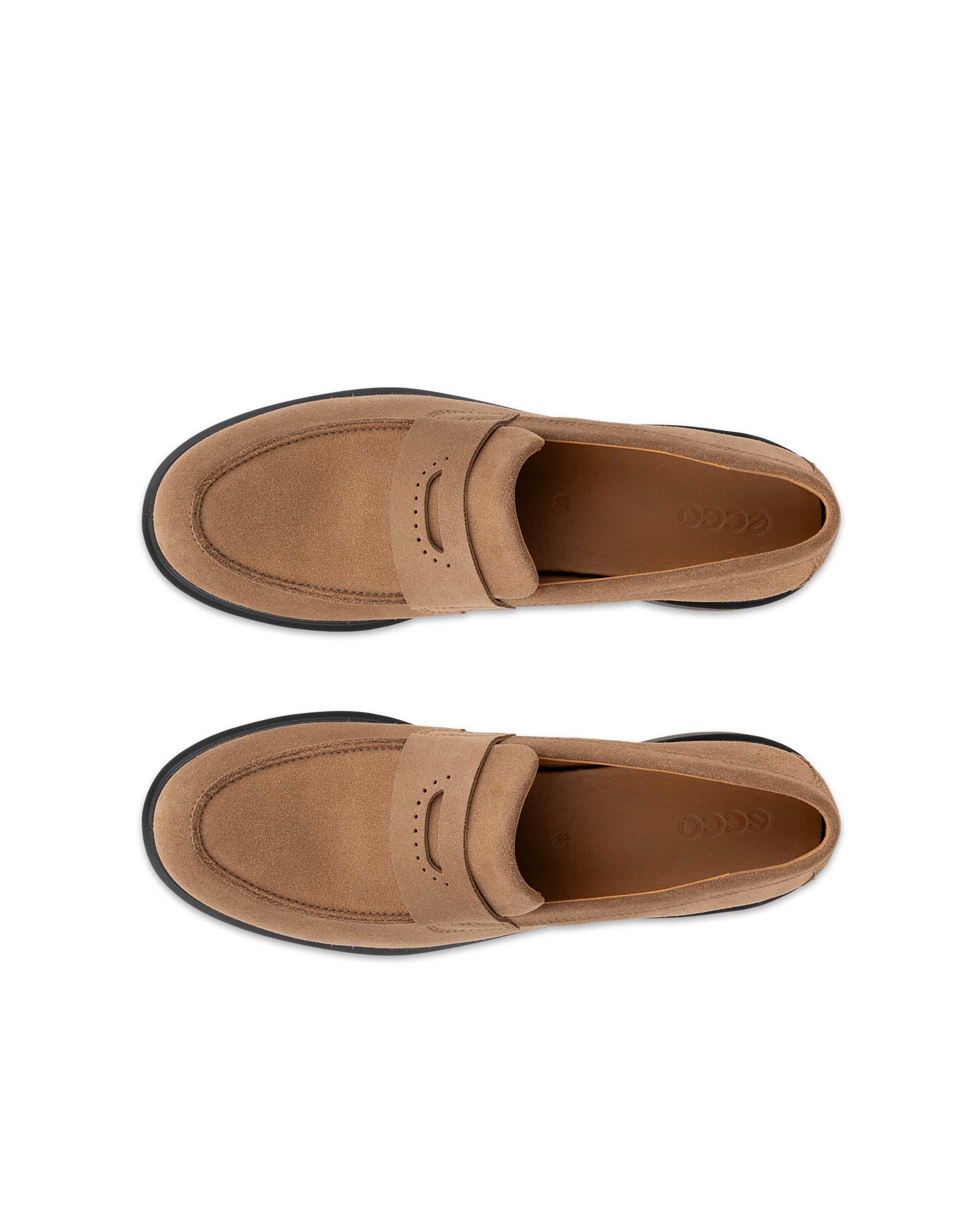 Women's ECCO® METROPOLE VIENNA Suede Loafer - Brown - Top left pair