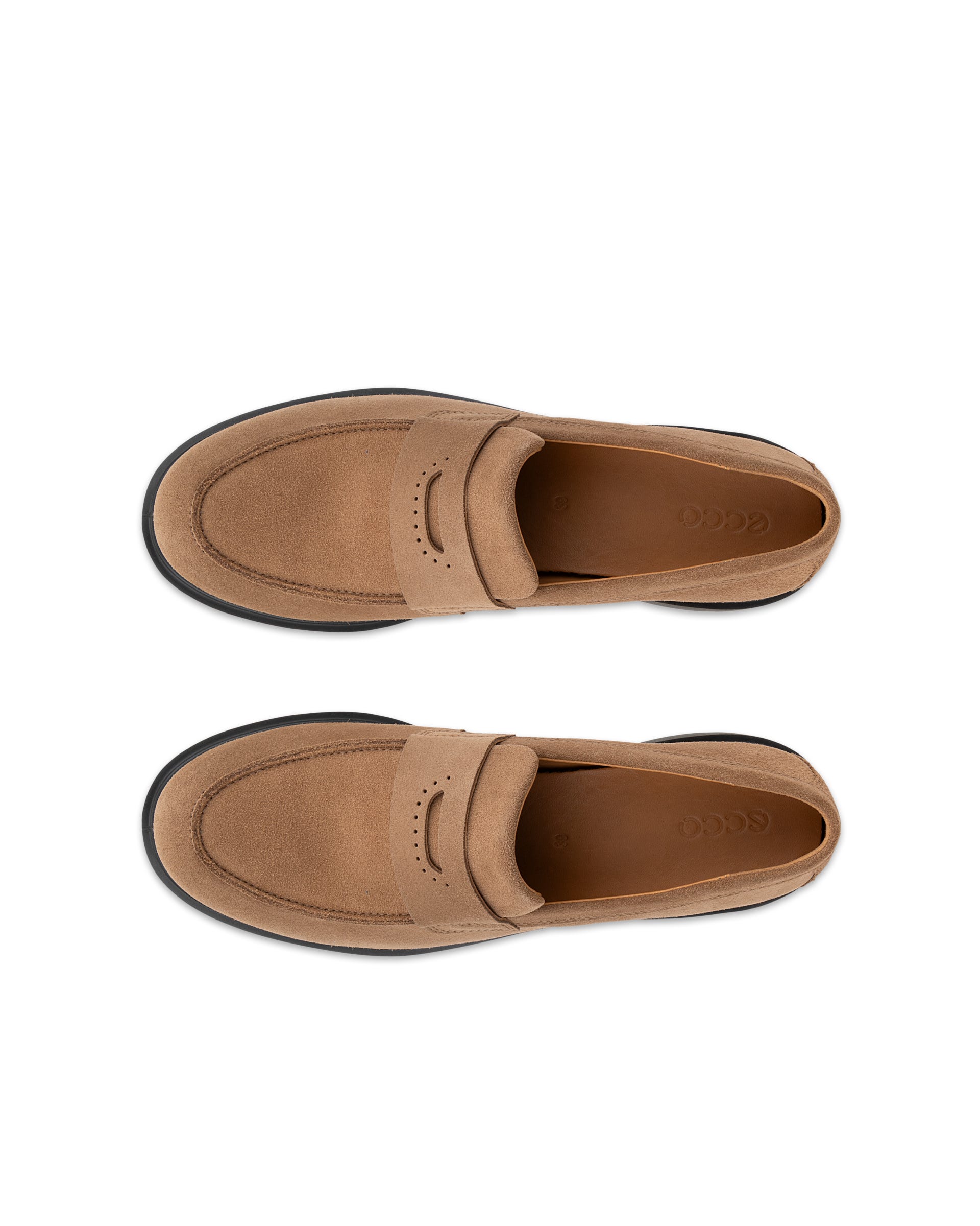 Women's ECCO® METROPOLE VIENNA Suede Loafer - Brown - Top left pair