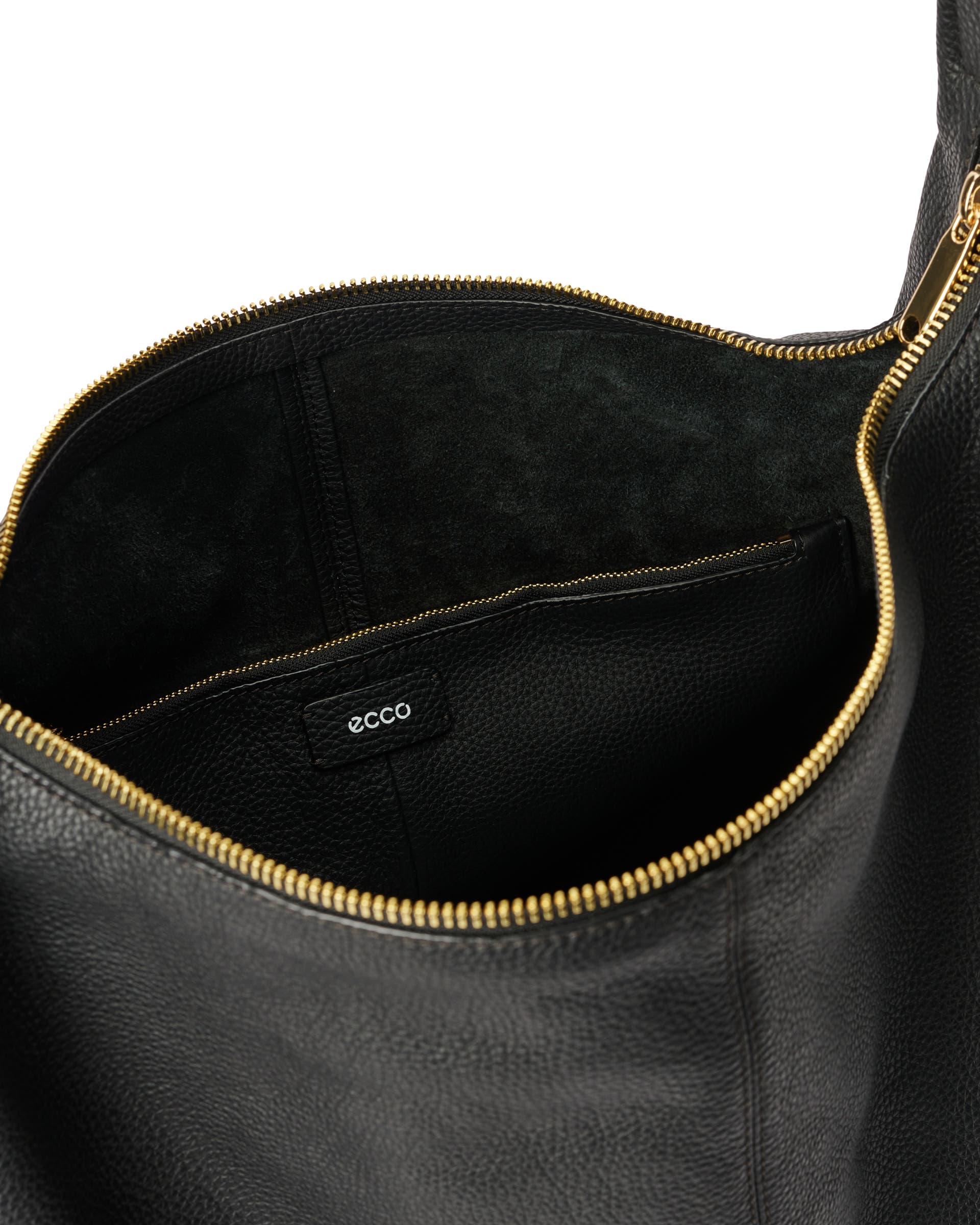 ECCO Hobo Large Soft Pebbled レザーホーボーバッグ - ブラック - Inside