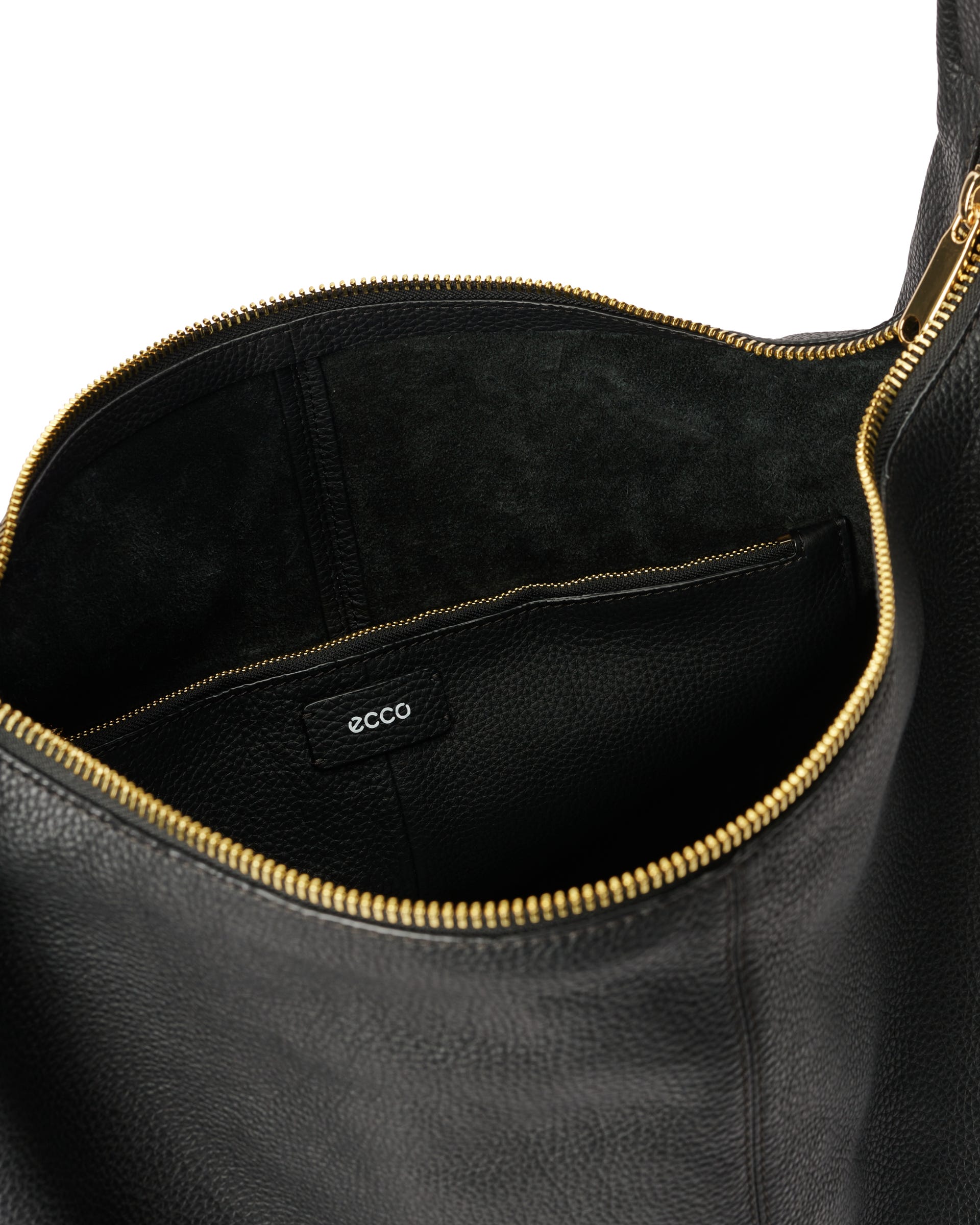 ECCO Hobo Large Soft Pebbled レザーホーボーバッグ - ブラック - Inside