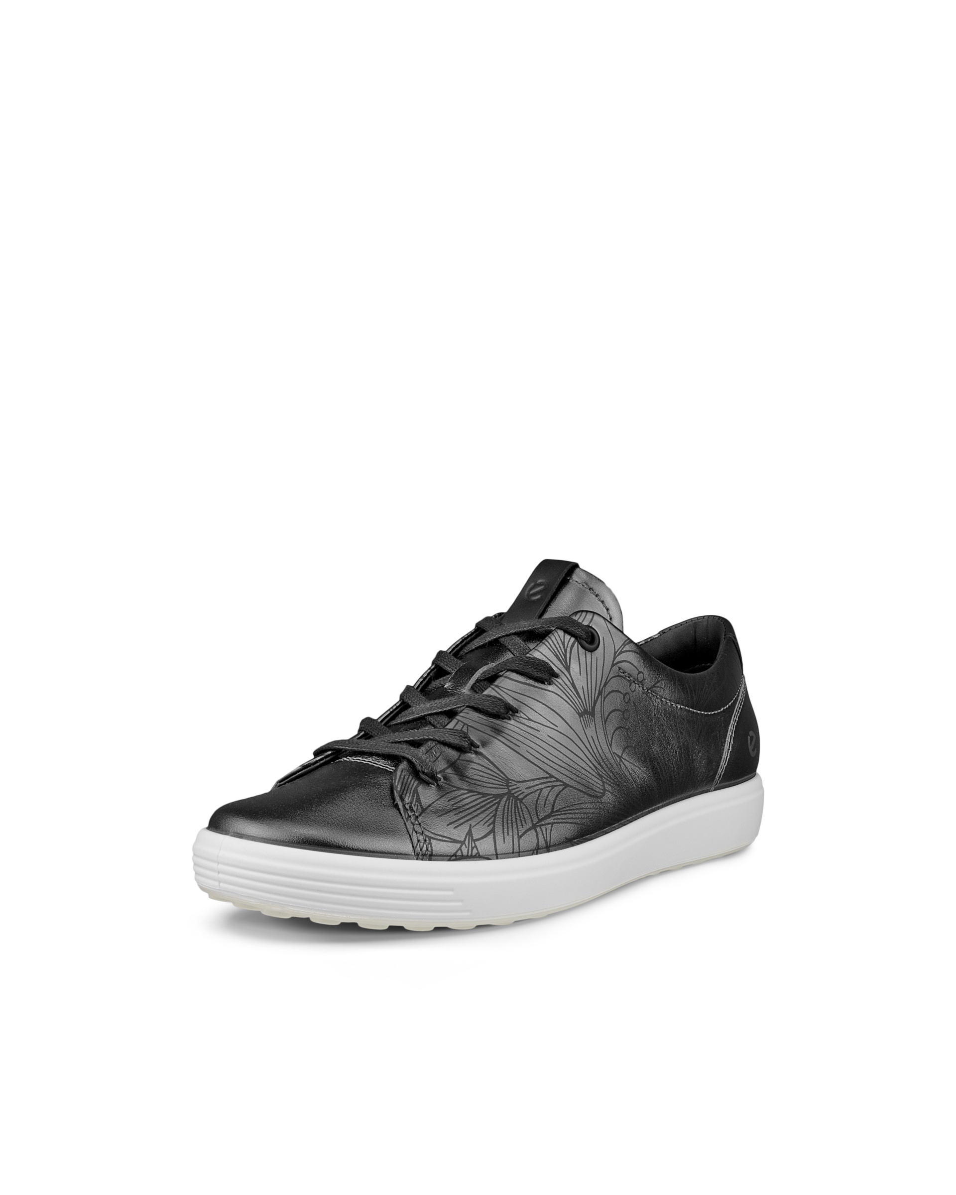 Women's ECCO® Soft 7 Leather Floral Shoe | Silver