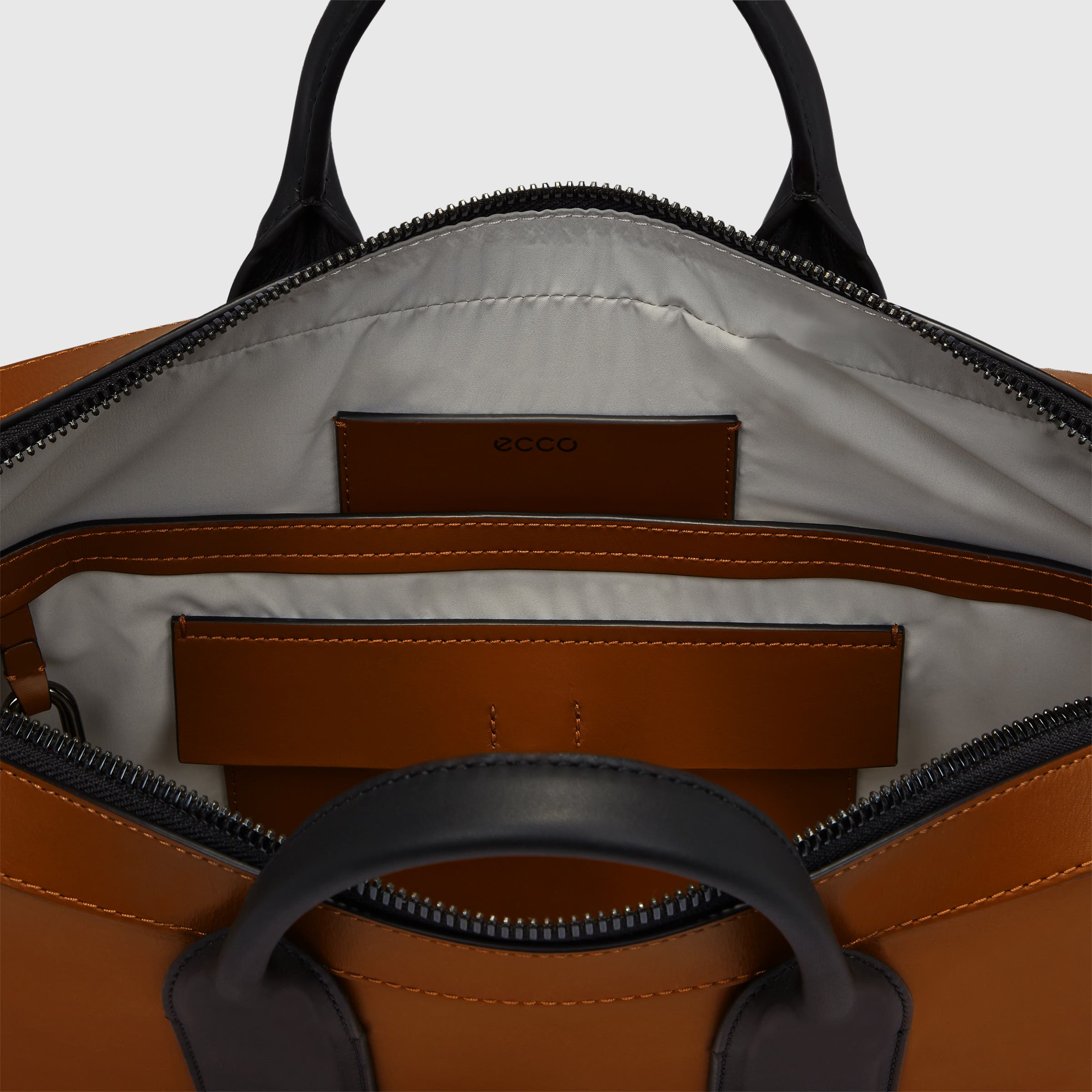 ECCO® City Leather Laptop Bag - Brown - Inside