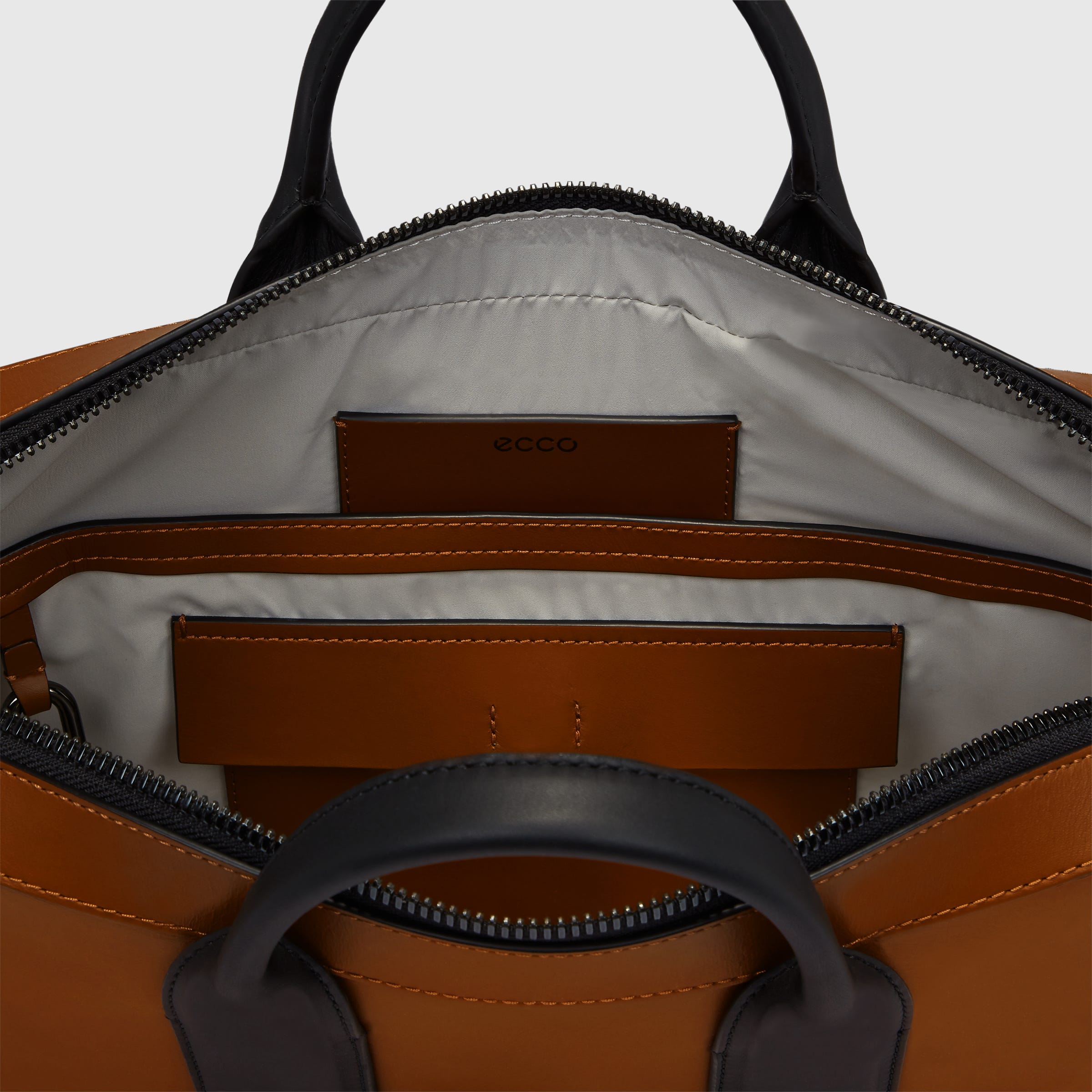 ECCO® City Leather Laptop Bag - Brown - Inside