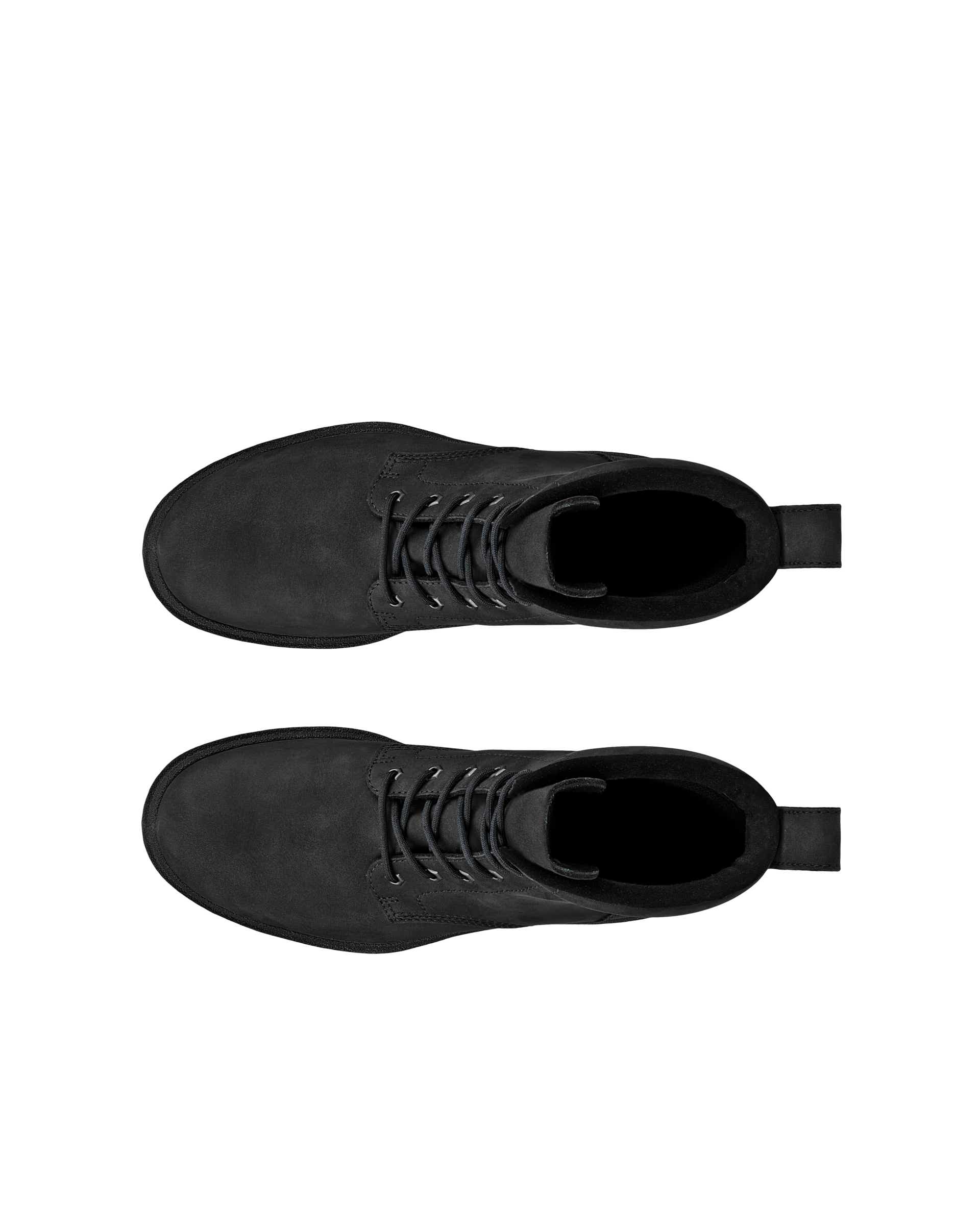 ECCO Grainer メンズ ヌバックウォータープルーフレースアップブーツ - ブラック - Top left pair
