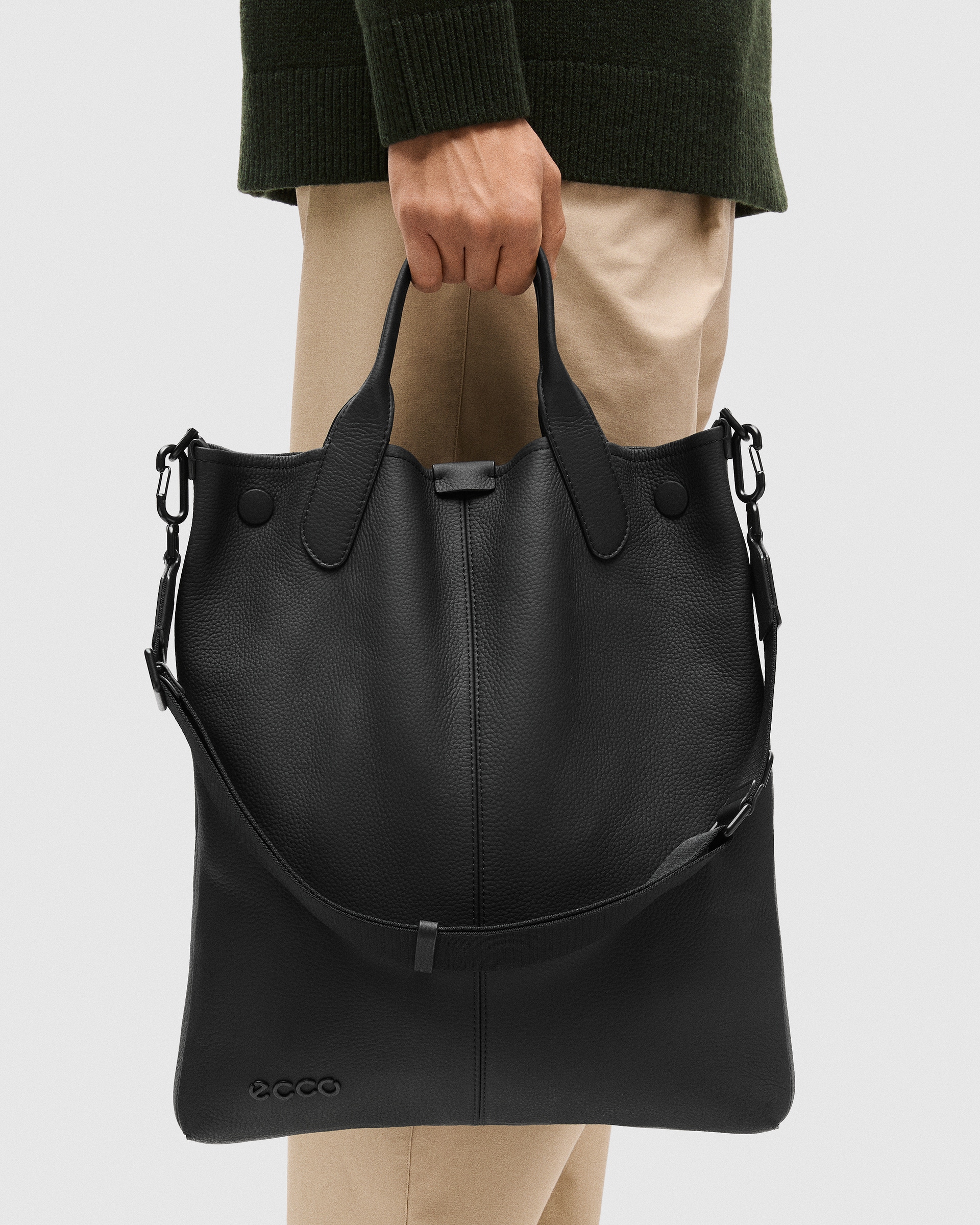 ECCOยฎ North-South Soft Leather Tote Bag - Black - Lifestyle image-1