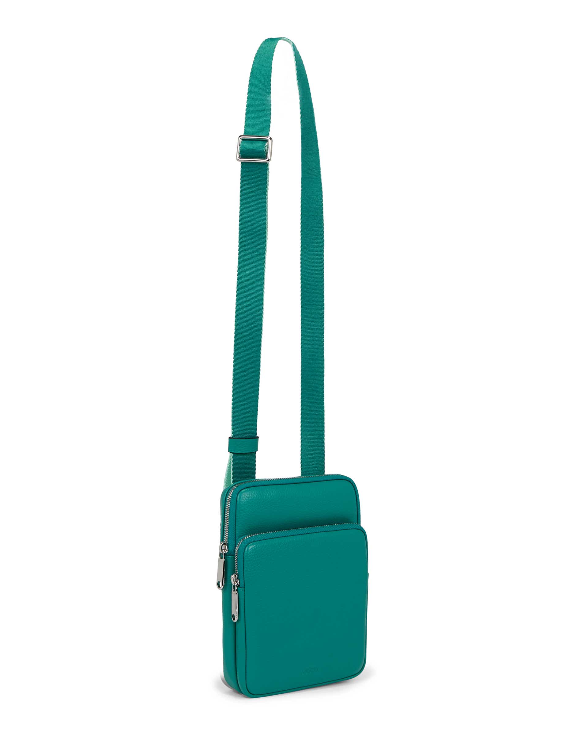 ECCO Flat Pouch Pebbled レザークロスボディバッグ - グリーン - Main