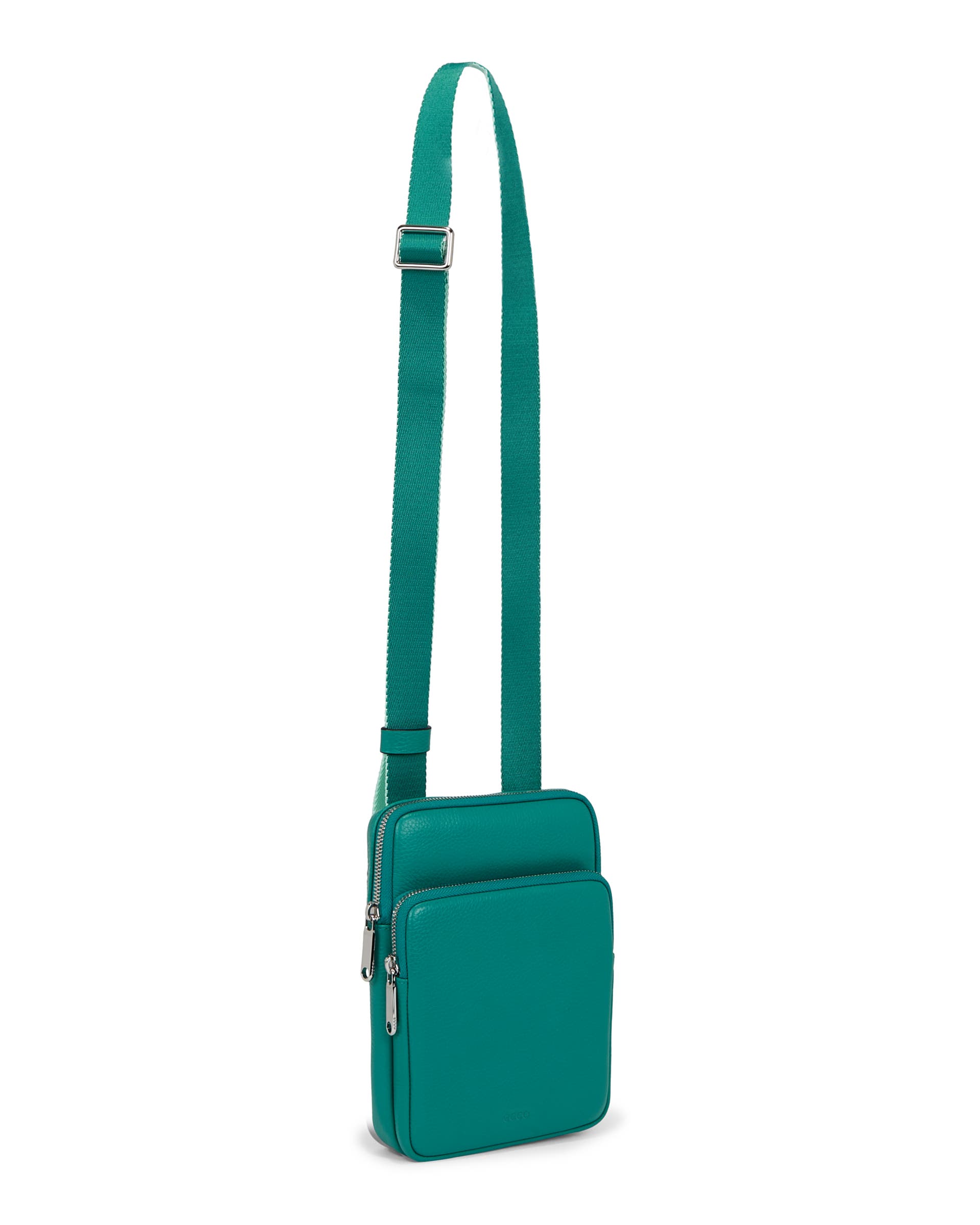 ECCO® Flat Pouch Pebbled Leather Crossbody Bag - Green - Main