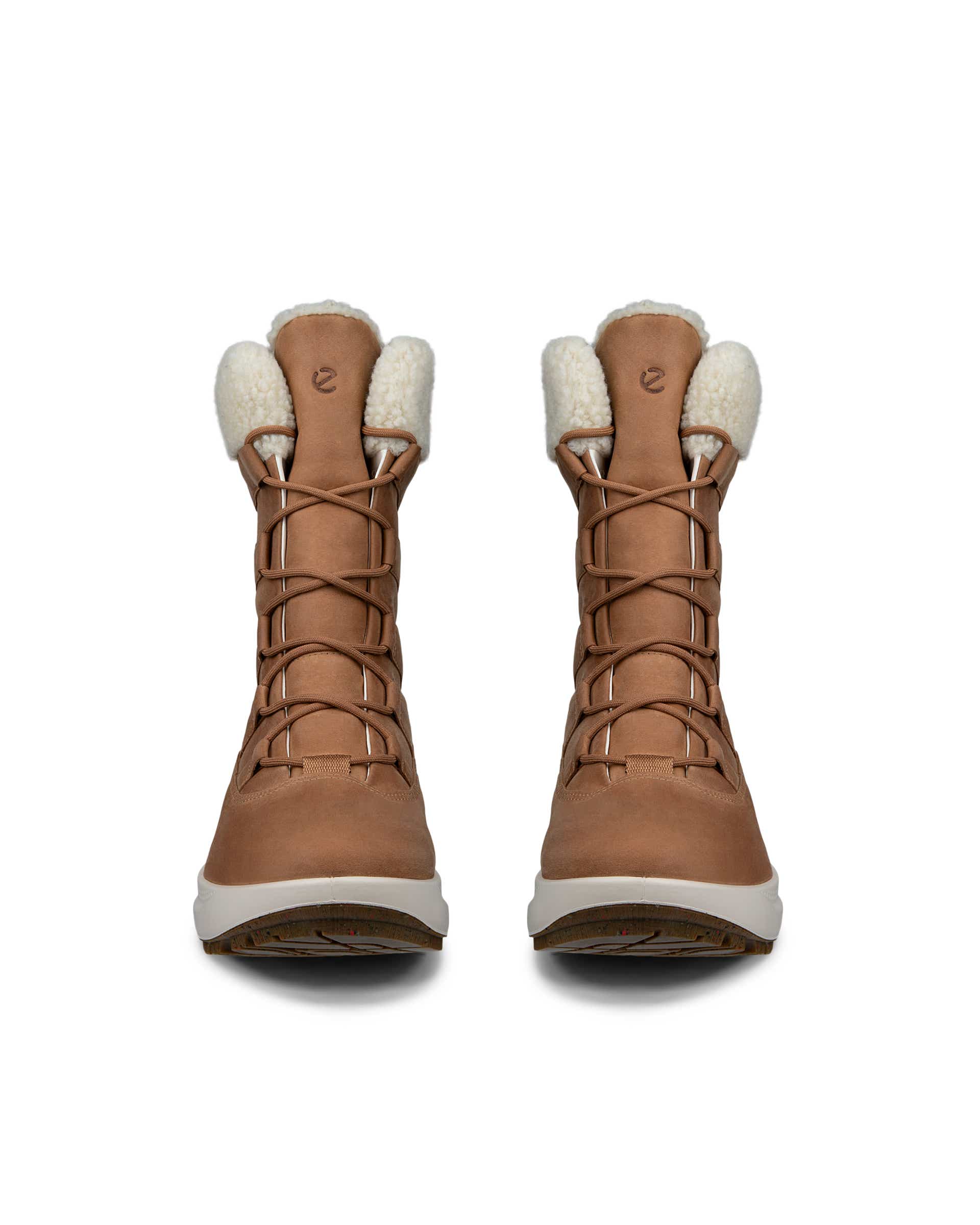 Damskie nubukowe buty do kolan outdoor ECCO® SOLICE - Brązowy - Front pair