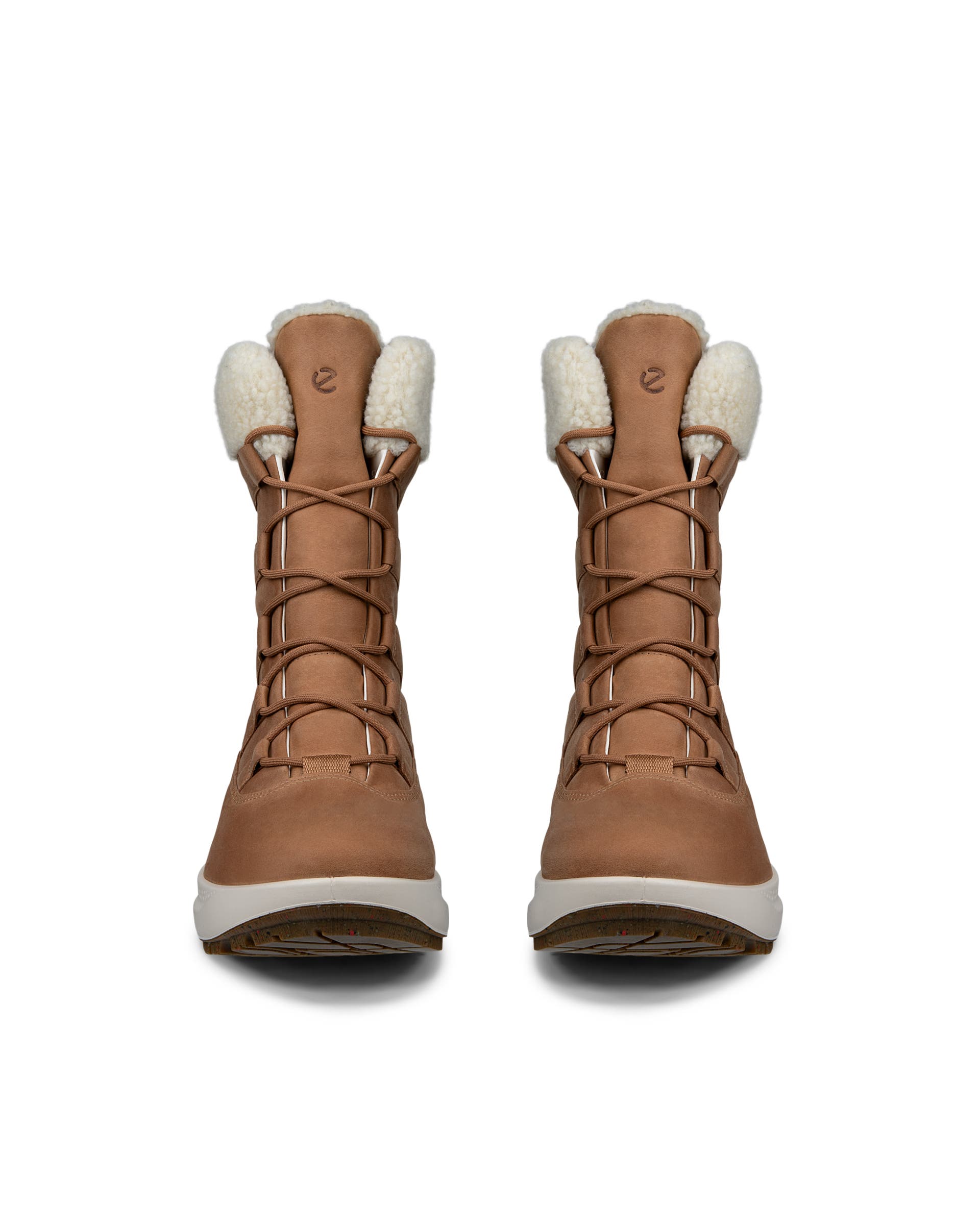 Damskie nubukowe buty do kolan outdoor ECCO® SOLICE - Brązowy - Front pair