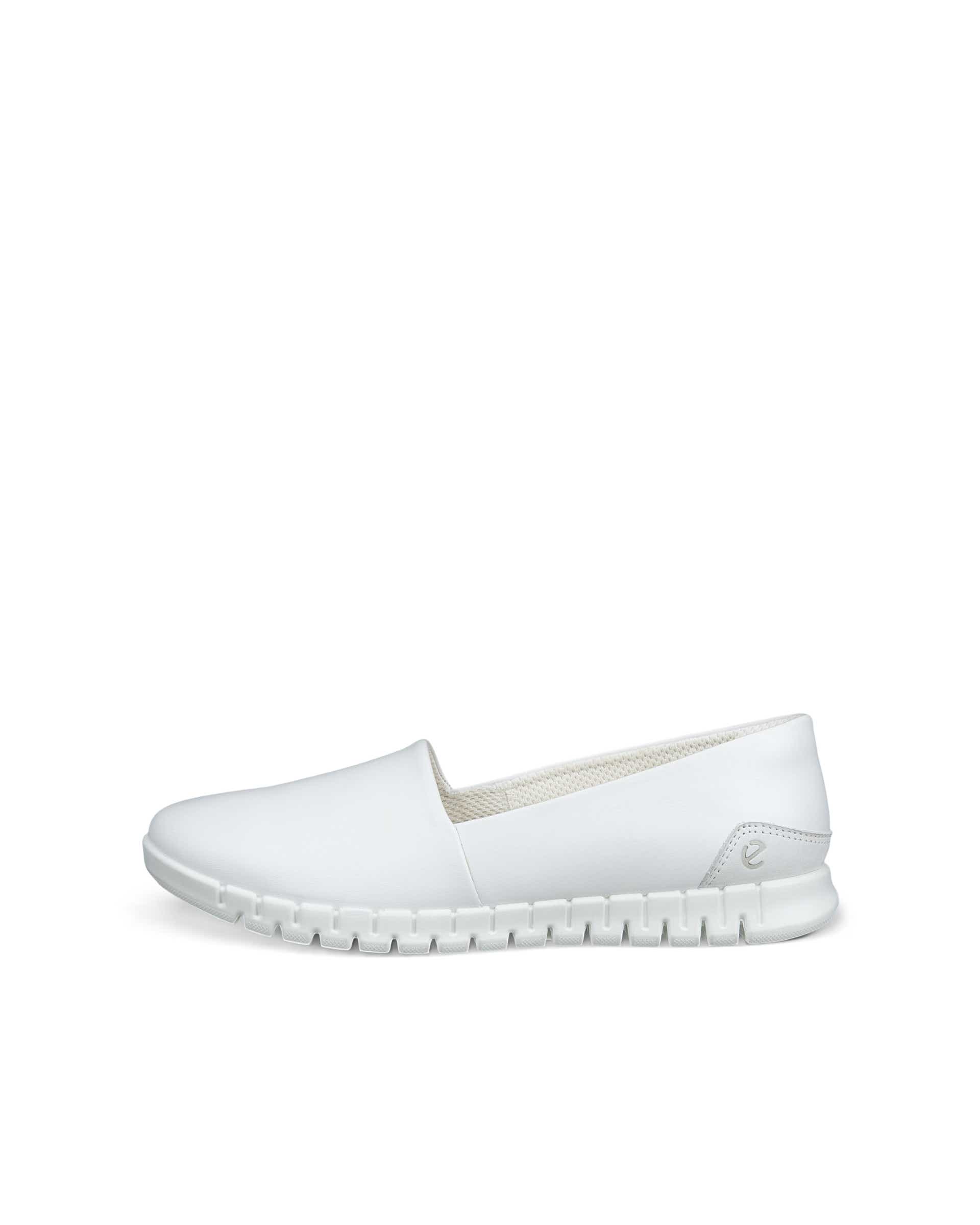 Women's ECCO® Gruuv Lite Leather Slip-On Shoe - White - Outside