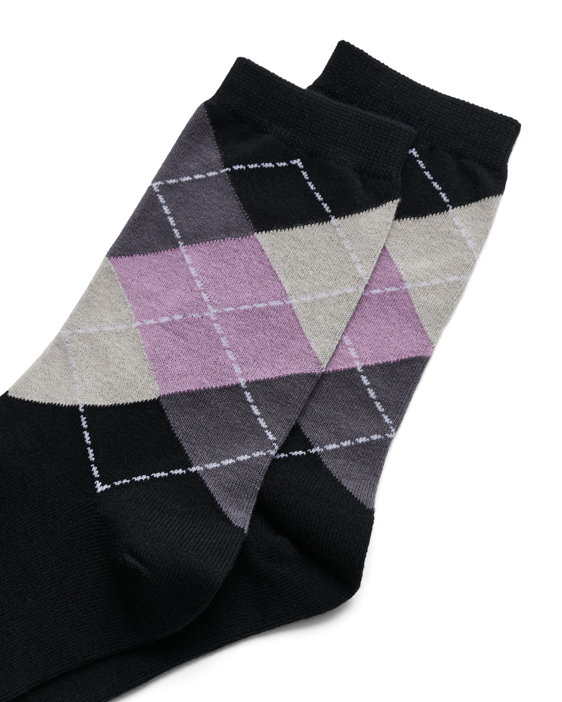 Women's ECCO® Classic Harlequin Mid-Cut Socks - Black - Detail-1
