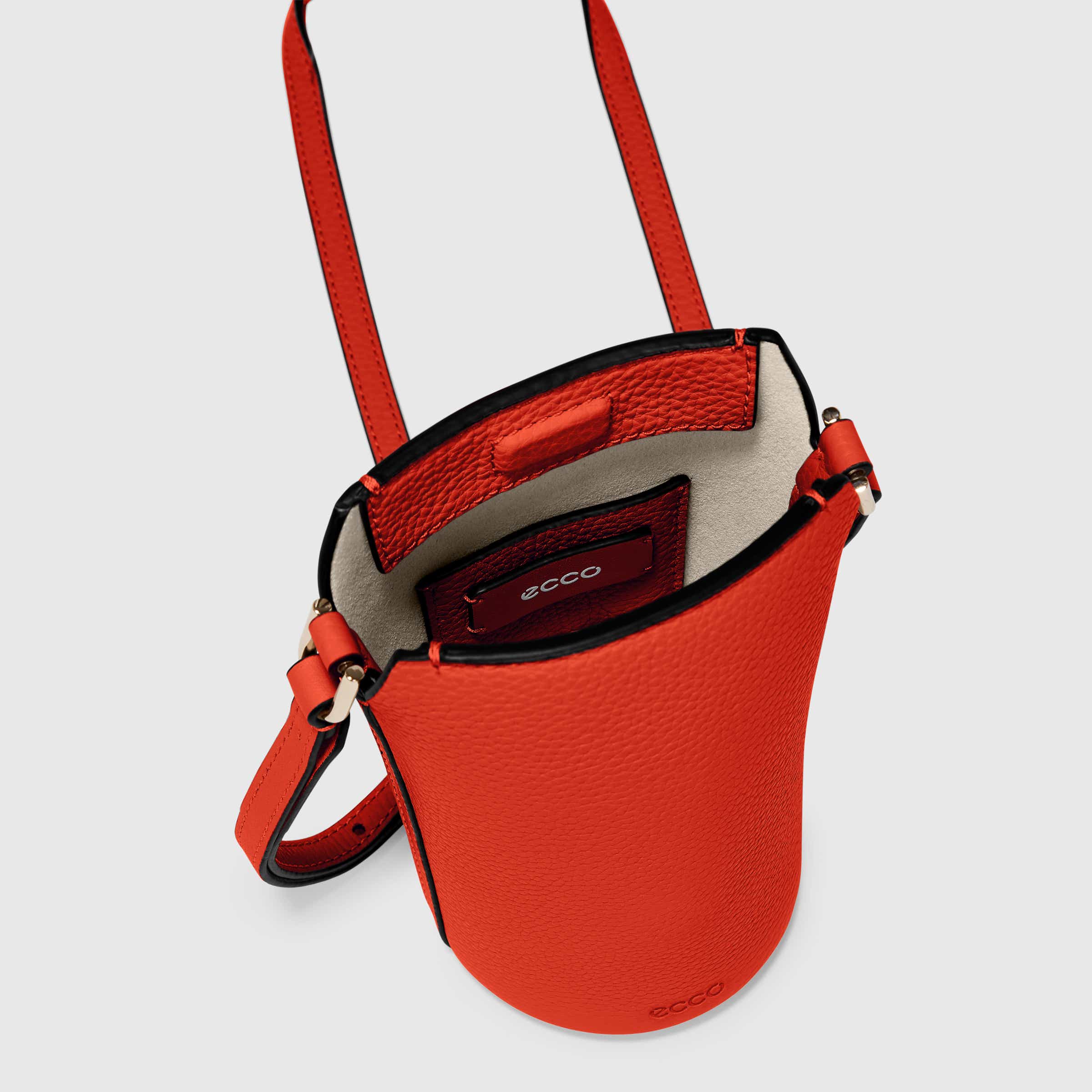 ECCO® Textureblock Leather Crossbody Bag - Red - Inside