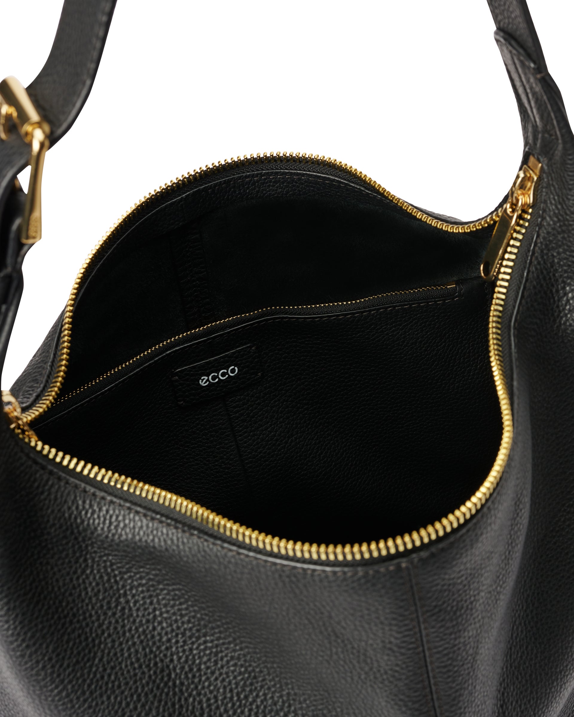 Kožená voľná kabelka ECCO® Hobo - Čierna - Inside