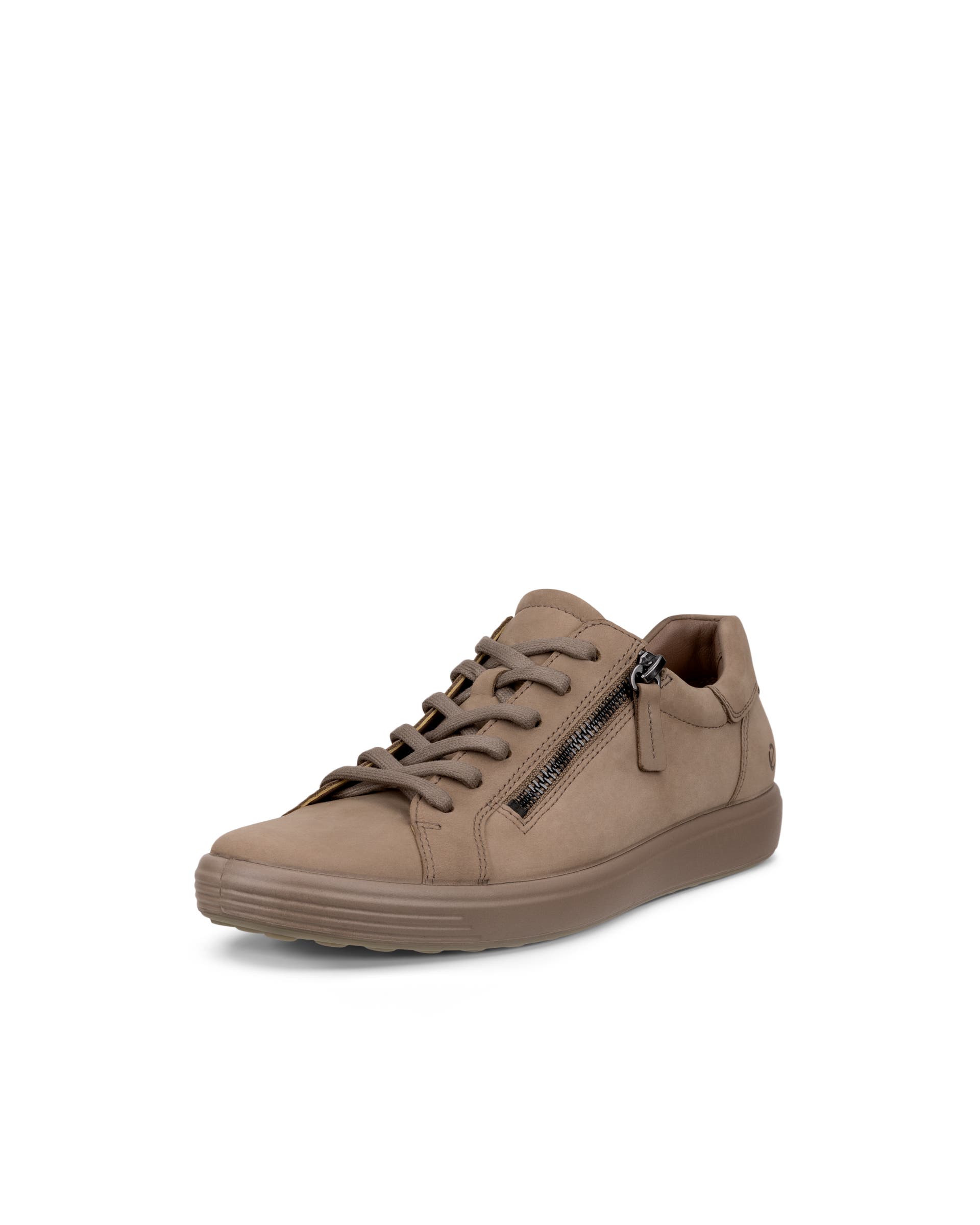 Women's ECCO® Soft 7 Nubuck Side-Zip Sneaker - Brown - Main