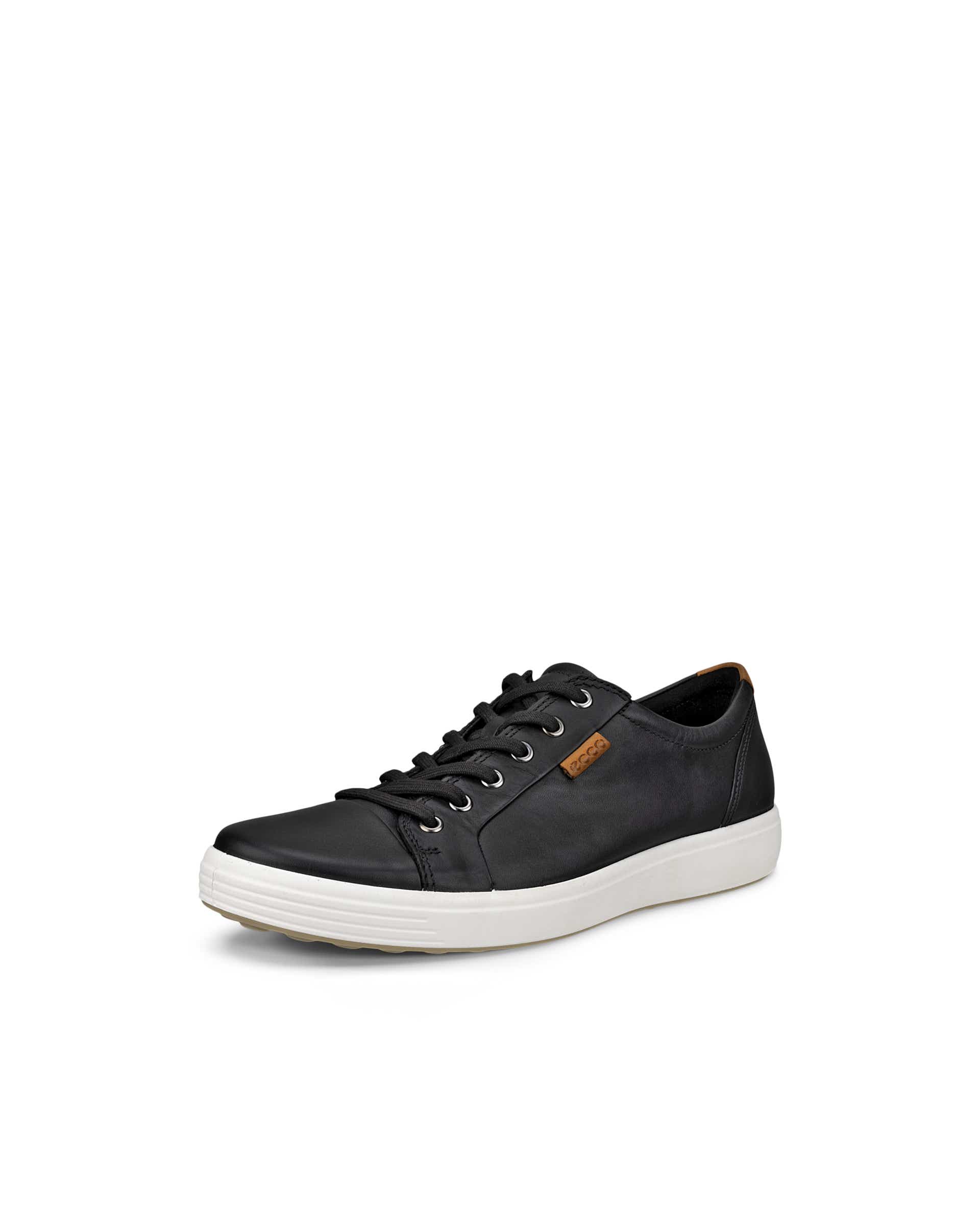 Men's ECCO® Soft 7 Leather Trainer - Black - Main