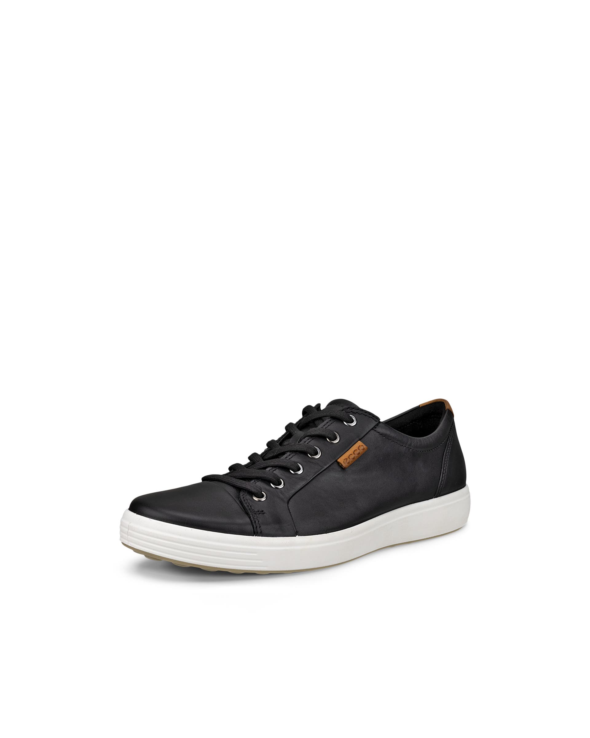 Men's ECCO® Soft 7 Leather Trainer - Black - Main
