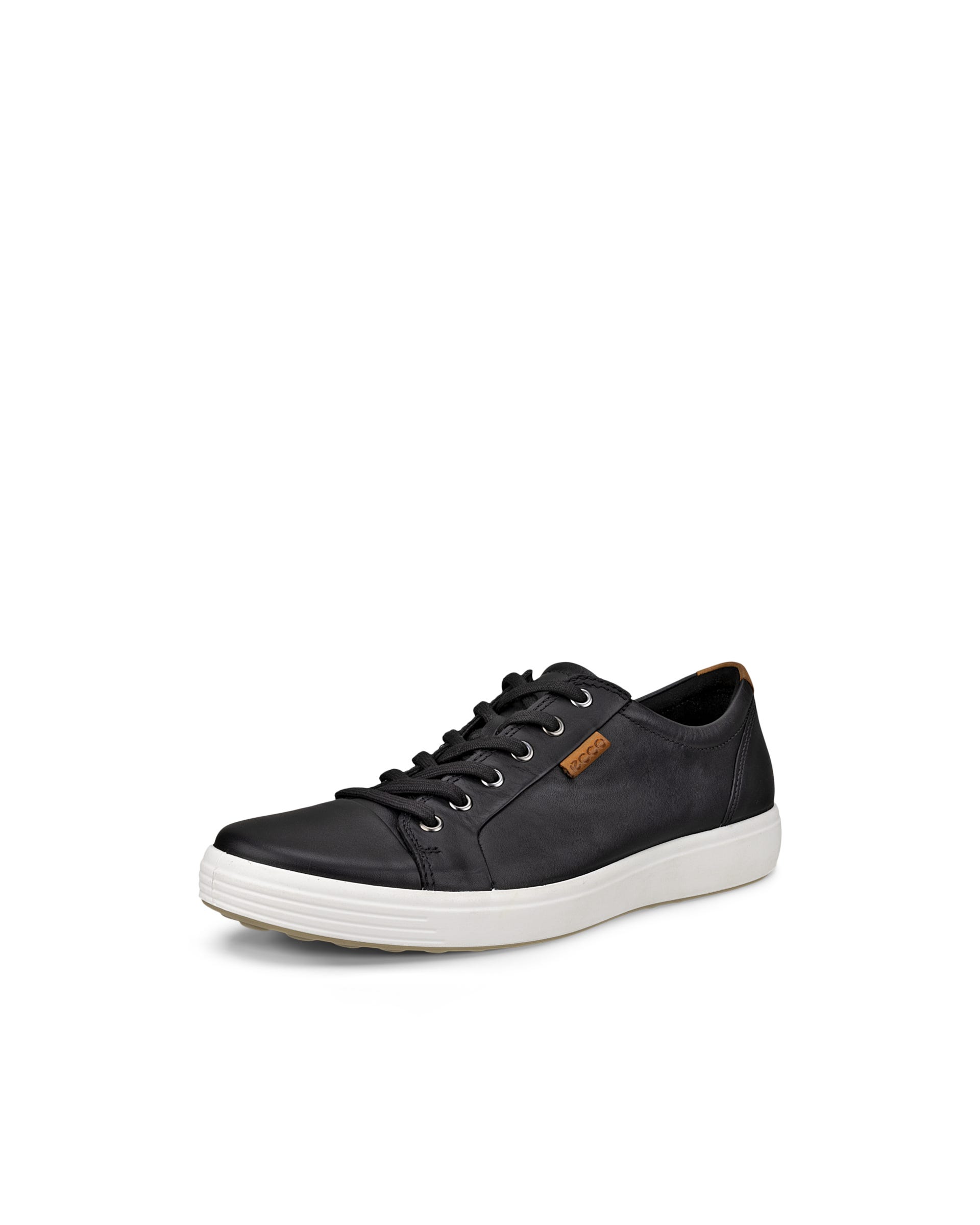 Men's ECCO® Soft 7 Leather Trainer - Black - Main