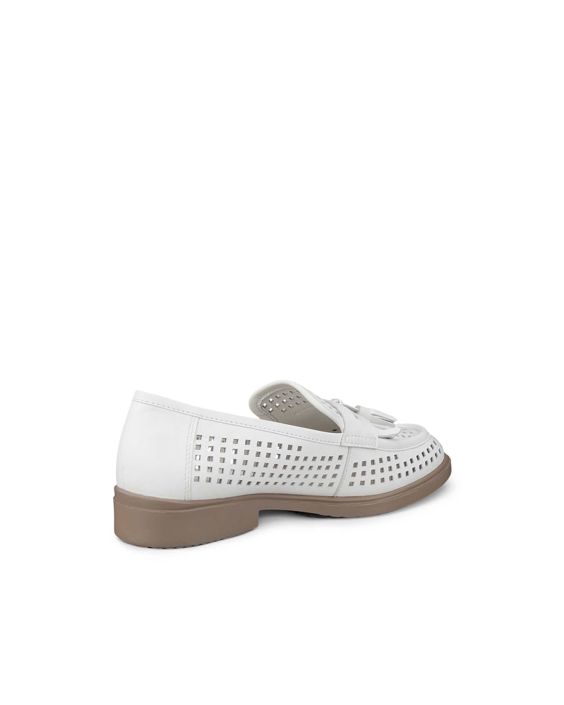Women's ECCO® Dress Classic 15 Leather Loafer - White - Back