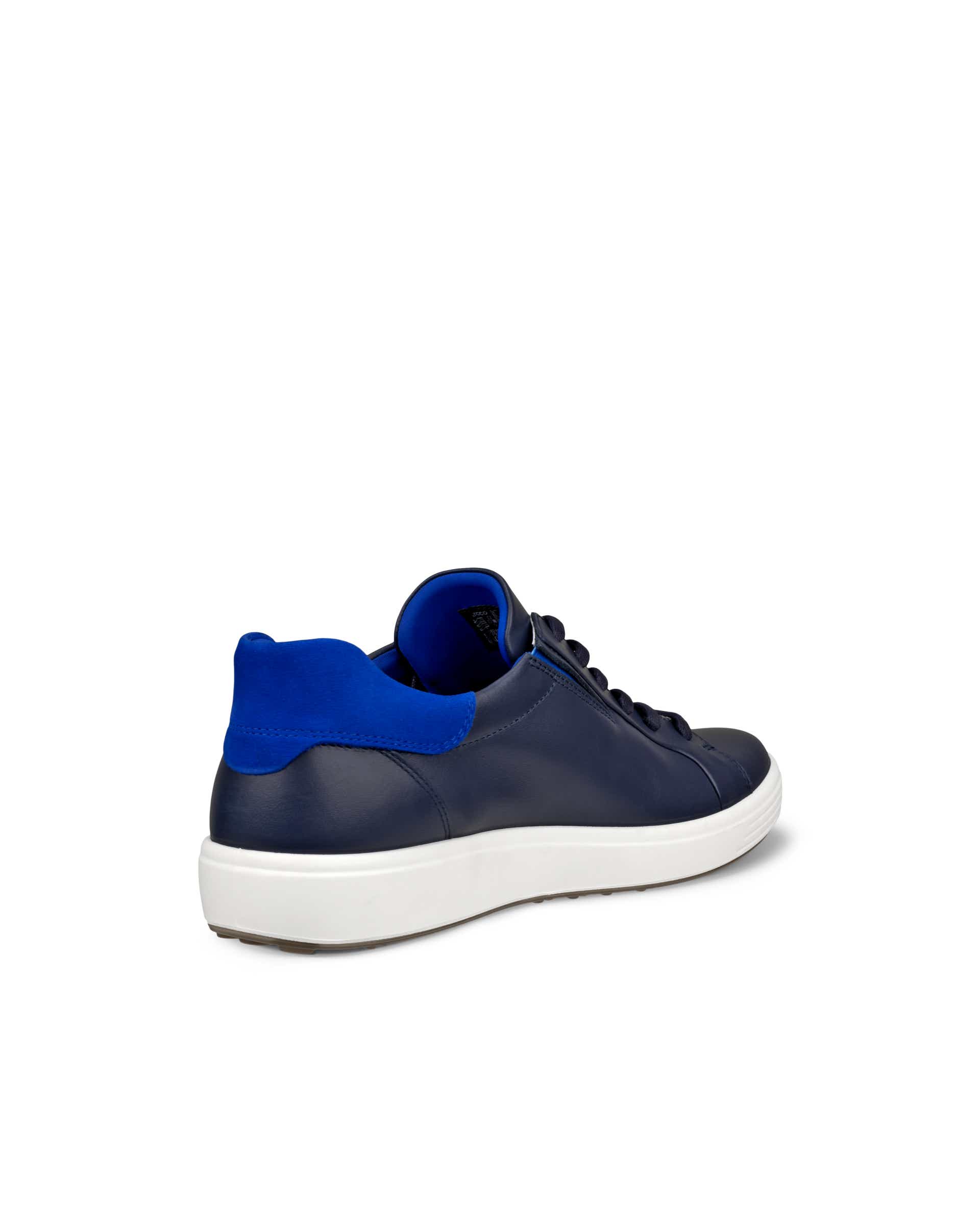 Men's ECCO® Soft 7 Leather Slip-In Sneaker - Blue - Back